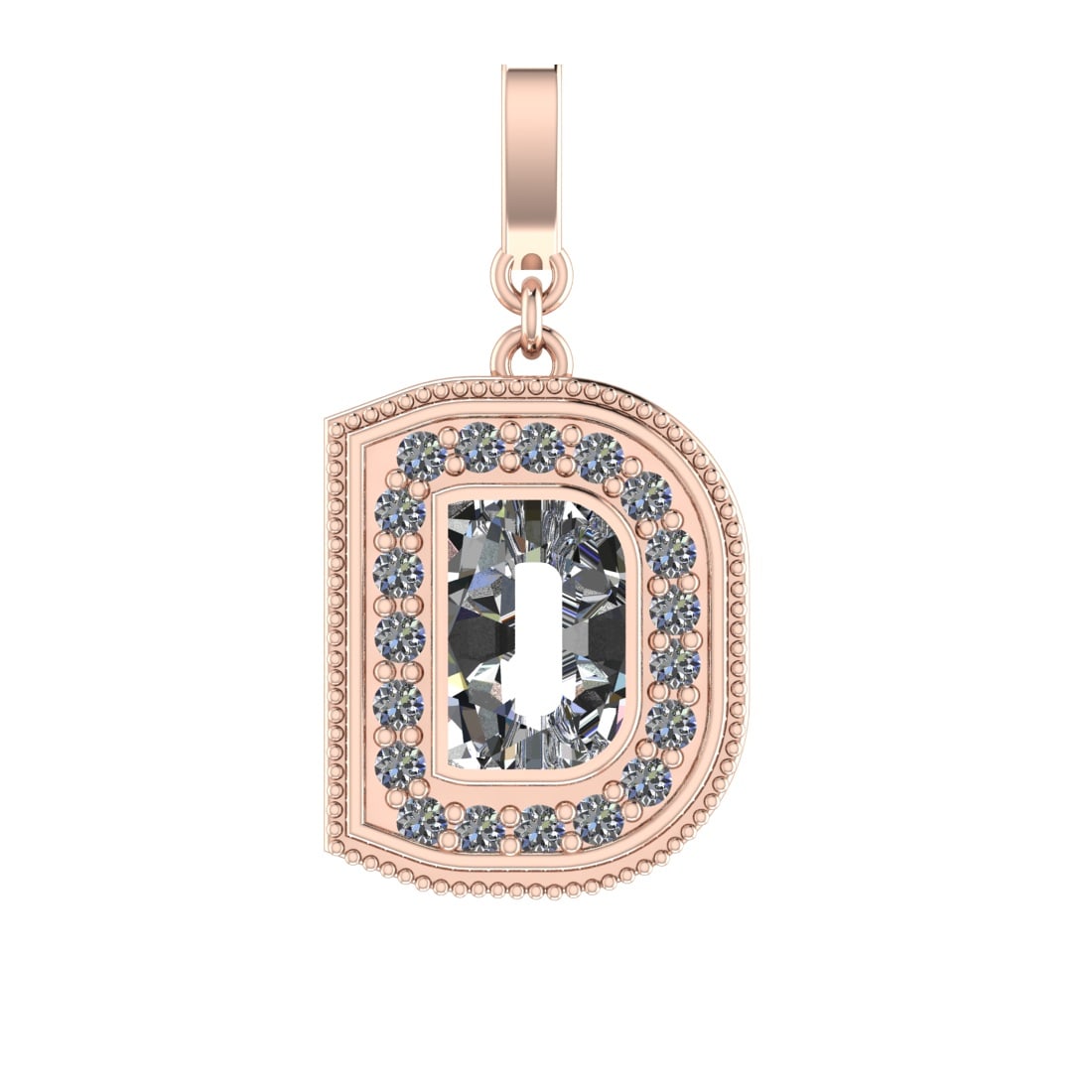 0.81 Ctw SI2/SI1 Diamond Prong Set 14k Rose Gold Alphabet-D Pendant (ALL DI: Center Daimond Weight :-0.65 Ctw Color : White Side Diamond Weight Of Ctw 0.16 Ctw Color : G-H Clarity : SI2/SI1 Daimond Setting : Prong Metal Weight : Approx 3.70 gram 14k Rose Gold Alphabet-D Pendan