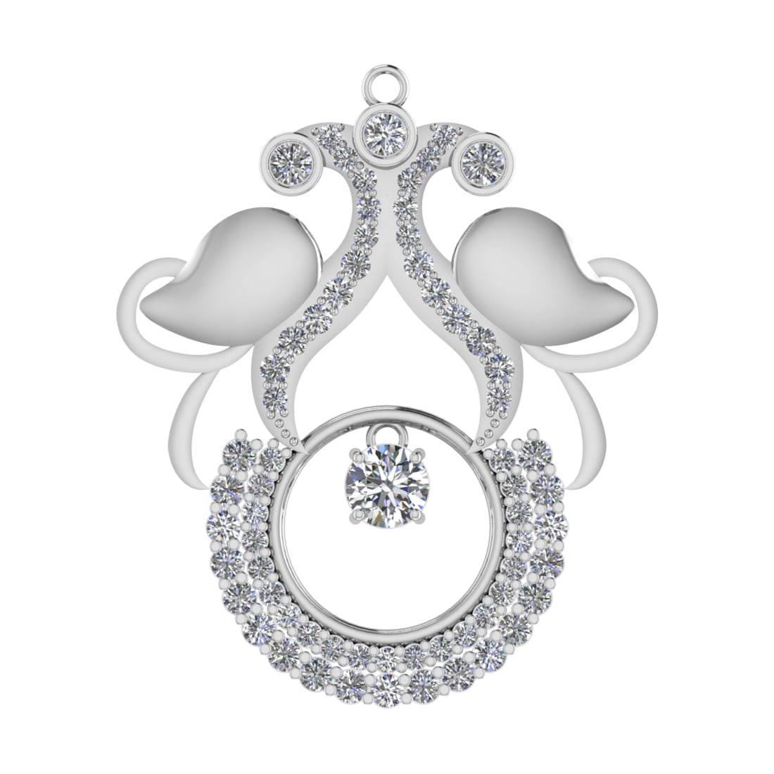 2.11 Ctw SI2/SI1 Diamond Prong Set 14k white Gold Pandant: Center Daimond Weight :-0.50 Ctw ( Round Cut) Color : G-H Clarity : SI2/SI1 Side Diamond Weight Of Ctw 1.61 Ctw Color : G-H Clarity : SI2/SI1 Daimond Setting : Prong Metal Weight : Approx 7.40 gram 14