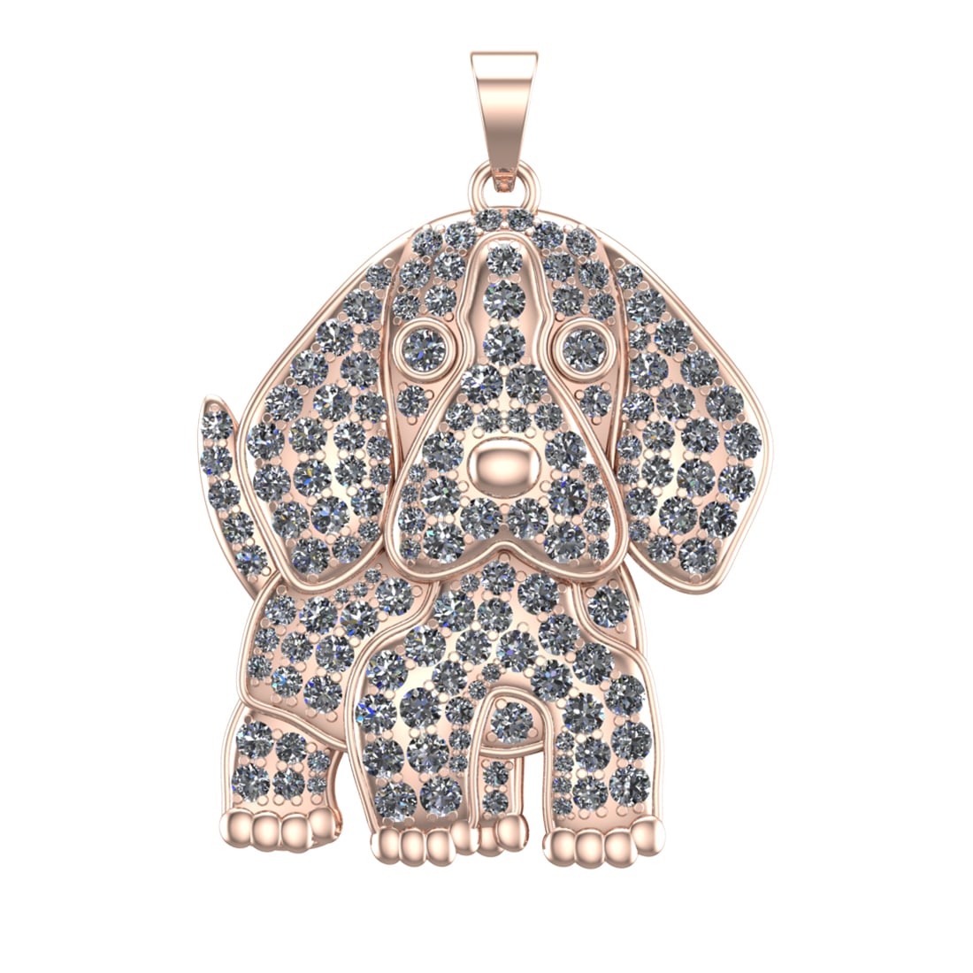 6.50 Ctw SI2/SI1 Diamond Prong Set 14k Rose Gold Puppy Theme Pendant (ALL D: Total Daimond Weight :-6.50 Ctw Color : G-H Clarity : SI2/SI1 Setting : Prong Metal Weight : Approx 52.26 gram 14k Rose Gold Puppy Theme Pendant (ALL DIAMOND ARE LAB GROWN ) #3SS96333v15