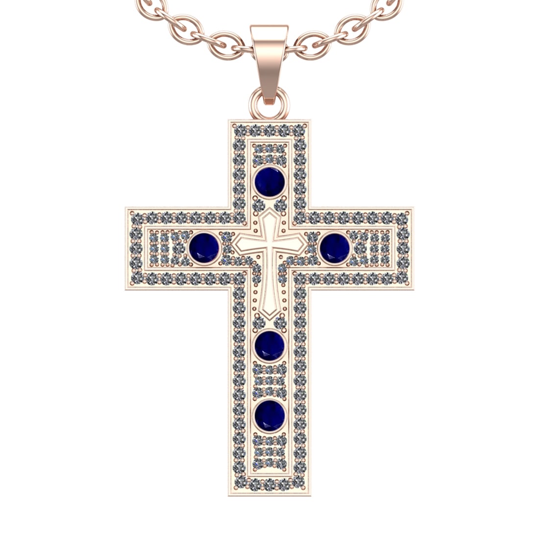 1.96 Ctw VS/SI1 Blue Sapphire and Diamond 14k Rose Gold Pandant Necklace (A: Center Stone Weight :-0.55 Ctw ( Round Cut) Center Stone Color :-Blue Sapphire Center Stone Setting : Prong Side Diamond Weight Of Ctw :- 1.41 Ctw Color : J-K Clarity : VS/SI1 Daimond Setting : Prong 