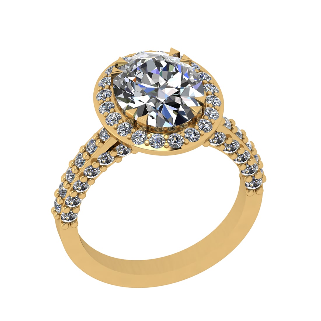4.38 Ctw SI2/SI1 Diamond Prong Set 14k Yellow Gold Engagement Ring: Center Daimond Weight :-2.88 Ctw ( Oval Cut) Color : G-H Clarity : SI2/SI1 Side Diamond Weight Of Ctw 1.50 Ctw Color : G-H Clarity : SI2/SI1 Daimond Setting : Prong Metal Weight : Approx 5.48 gram 14k