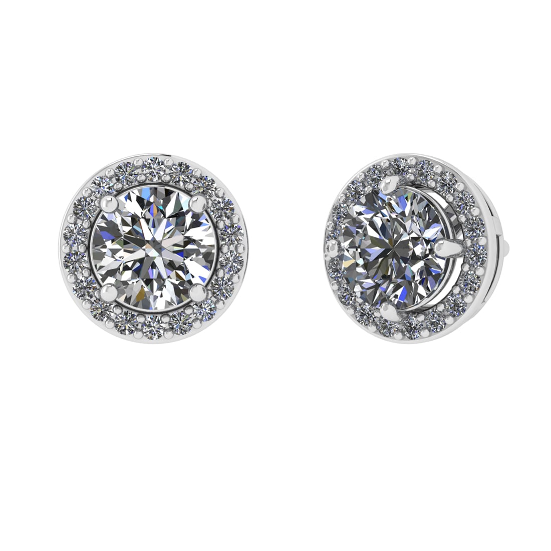 1.18 Ctw VS/SI1 Diamond 14k white Gold Stud Earrings (ALL DIAMOND ARE LAB G: Center Daimond Weight :-1.00 Ctw ( Round Cut) Color : G-H Clarity : VS/SI1 Side Diamond Weight Of Ctw 0.18 Ctw Color : G-H Clarity : VS/SI1 Daimond Setting : Prong Metal Weight : Approx 1.57 gram 14k 