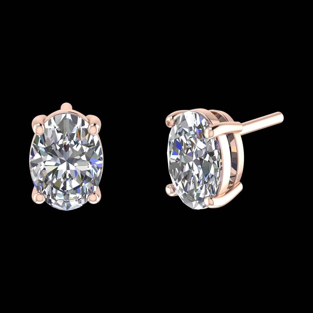 4.00 Ctw VS/SI1 Diamond 14k Rose Gold Stud Earrings (ALL DIAMOND ARE LAB GR: Center Diamond Weight :-4.00 Ctw ( 2 Pec Oval Cut ) Color :-G-H (ALL DIAMOND ARE LAB GROWN ) Clarity : VS/SI1 Setting : Prong Metal Weight : Approx 2.80 Gram 14k Rose Gold Stud Earrings (ALL DIAMOND