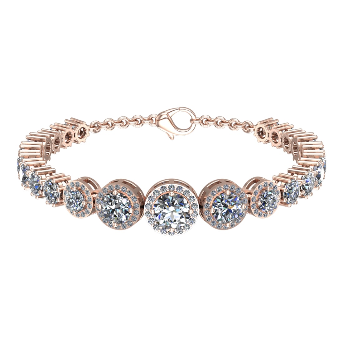 15.03 Ctw SI1/SI2 Diamond 14k Rose Gold Bracelet (ALL DIAMOND ARE LAB GROWN: Total Daimond Weight :-15.03 Ctw Color : G-H Clarity : SI1/SI2 Setting : Prong Metal Weight : Approx 29.11 gram 14k Rose Gold Bracelet (ALL DIAMOND ARE LAB GROWN) Current Size 7.5 inch #3SS65489v15