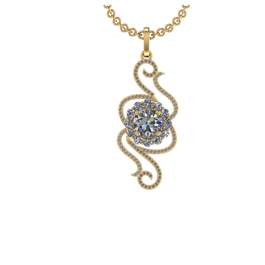 3.20 Ctw VS.SI1 (ALL DIAMOND ARE LAB GROWN ) Diamond 14k Yellow Gold Neckla: Center Daimond Weight :-2.00 Ctw ( Round Cut) Color : G-H Clarity : VS.SI1 (ALL DIAMOND ARE LAB GROWN ) Side Diamond Weight Of Ctw 1.20 Ctw Color : G-H Clarity : VS.SI1 (ALL DIAMOND ARE LAB GROWN ) Da