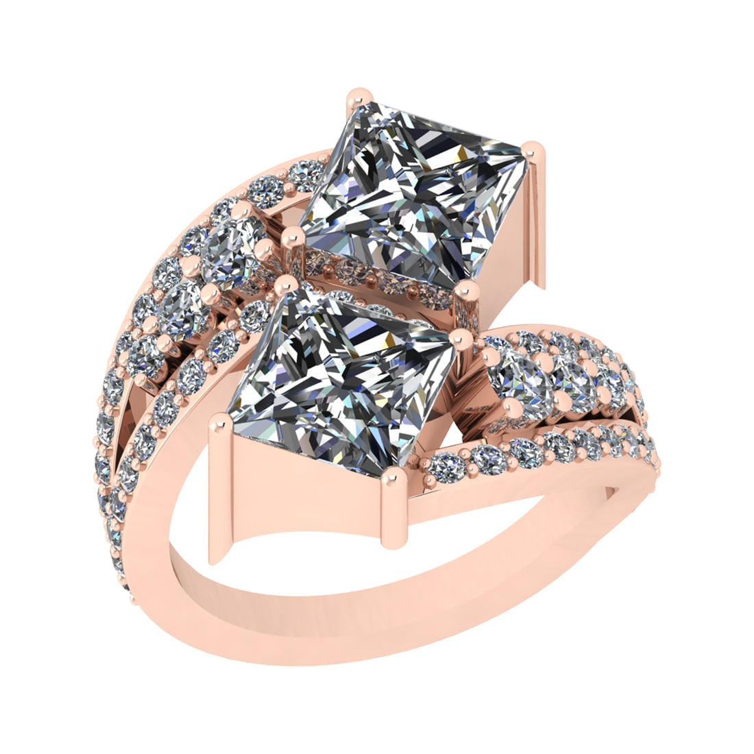 5.13 Ctw SI2/SI1 Diamond Prong Set 14k Rose Gold Engagement Ring: Center Daimond Weight :-4.00 Ctw ( Princess Cut) Color : G-H Clarity : SI2/SI1 Side Diamond Weight Of Ctw 1.13 Ctw Color : G-H Clarity : SI2/SI1 Daimond Setting : Prong Metal Weight : Approx 6.64 gram