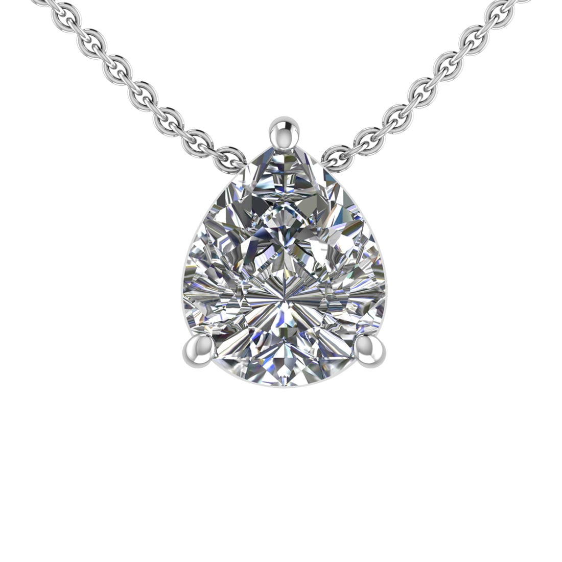 1.40 Ctw SI1/SI2 Diamond Prong Set 14K white Gold Solitaire Pendant: Total Daimond Weight :-1.40 Ctw (PearCut) Color : G-H Clarity : SI1/SI2 Setting : Prong Metal Weight : Approx 2.90 gram 14K White Gold Solitaire Necklace (ALL DIAMOND ARE LAB GROWN ) #3SS96745v15
