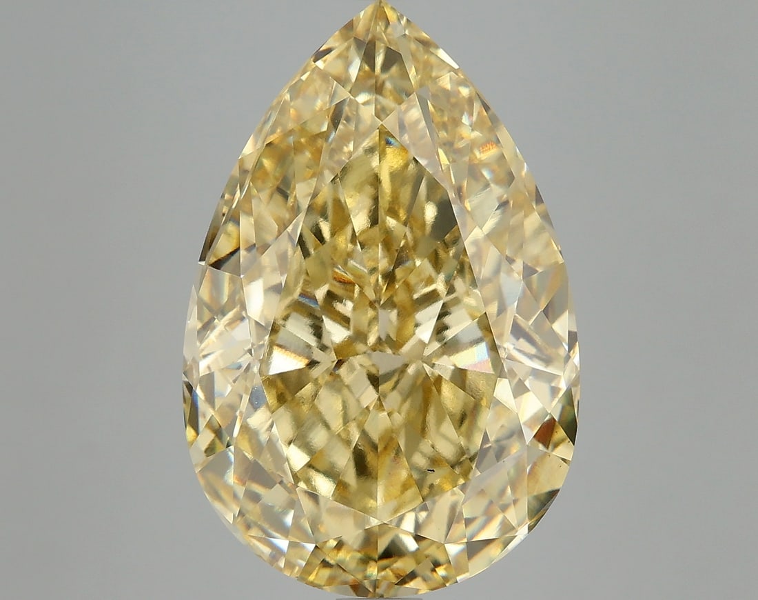 11.07 ctw. VS1 IGI Certified Pear Cut Loose Diamond (LAB GROWN): IGI Certified Pe Cut Loose Diamond (LAB GROWN) - Weight :- 11.07 ctw; Color :- Fancy Vivid Yellow; Clarity :-VS1 #3SS24278v15