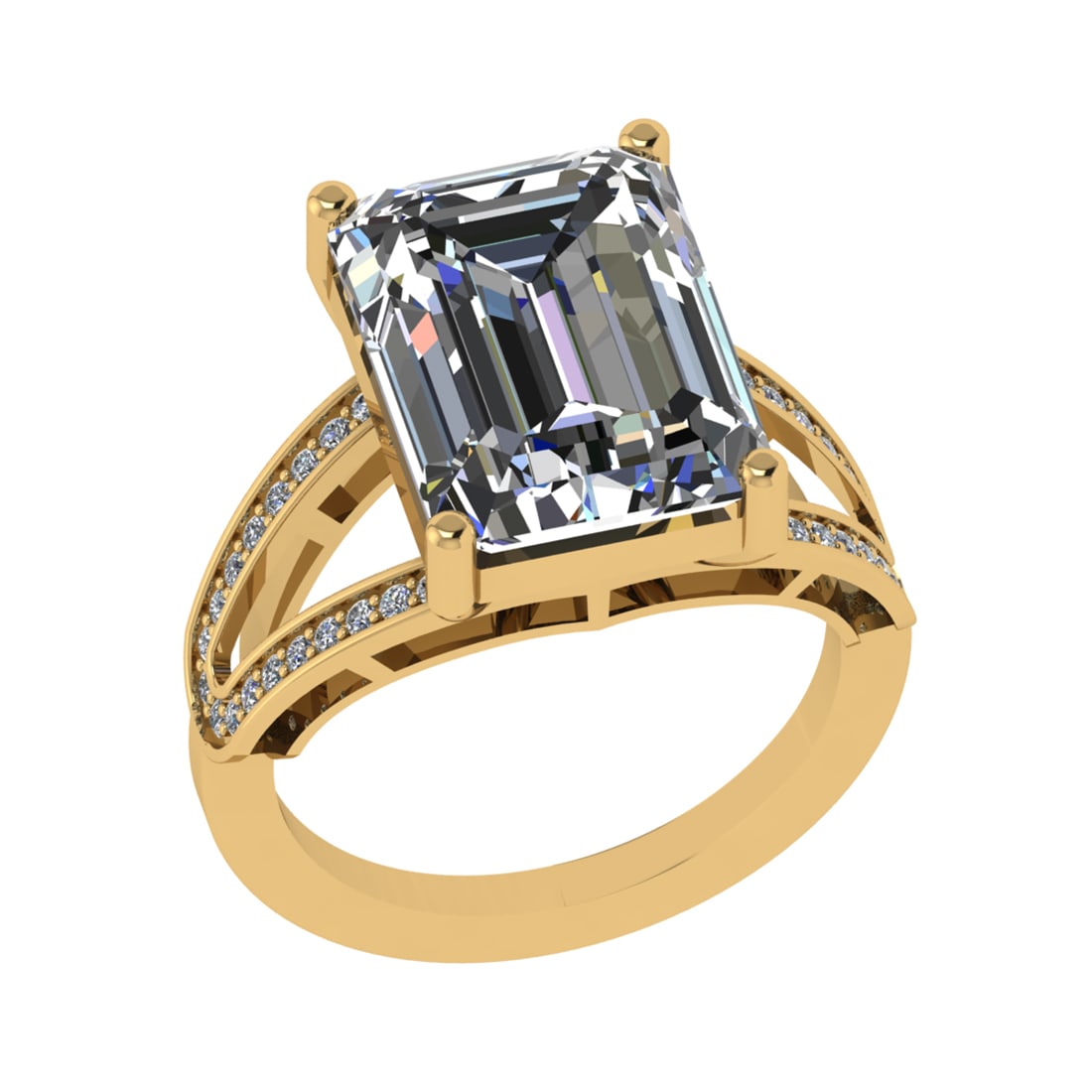 3.25 Ctw VS/SI1 Diamond 14k Yellow Gold Engagement Ring (ALL DIAMOND ARE LA: Center Daimond Weight :-3.00 Ctw ( Emerald Cut) Color : G-H Clarity : VS/SI1 Side Diamond Weight Of Ctw 0.25 Ctw Color : G-H Clarity : VS/SI1 Daimond Setting : Prong Metal Weight : Approx 4.91 gram 14