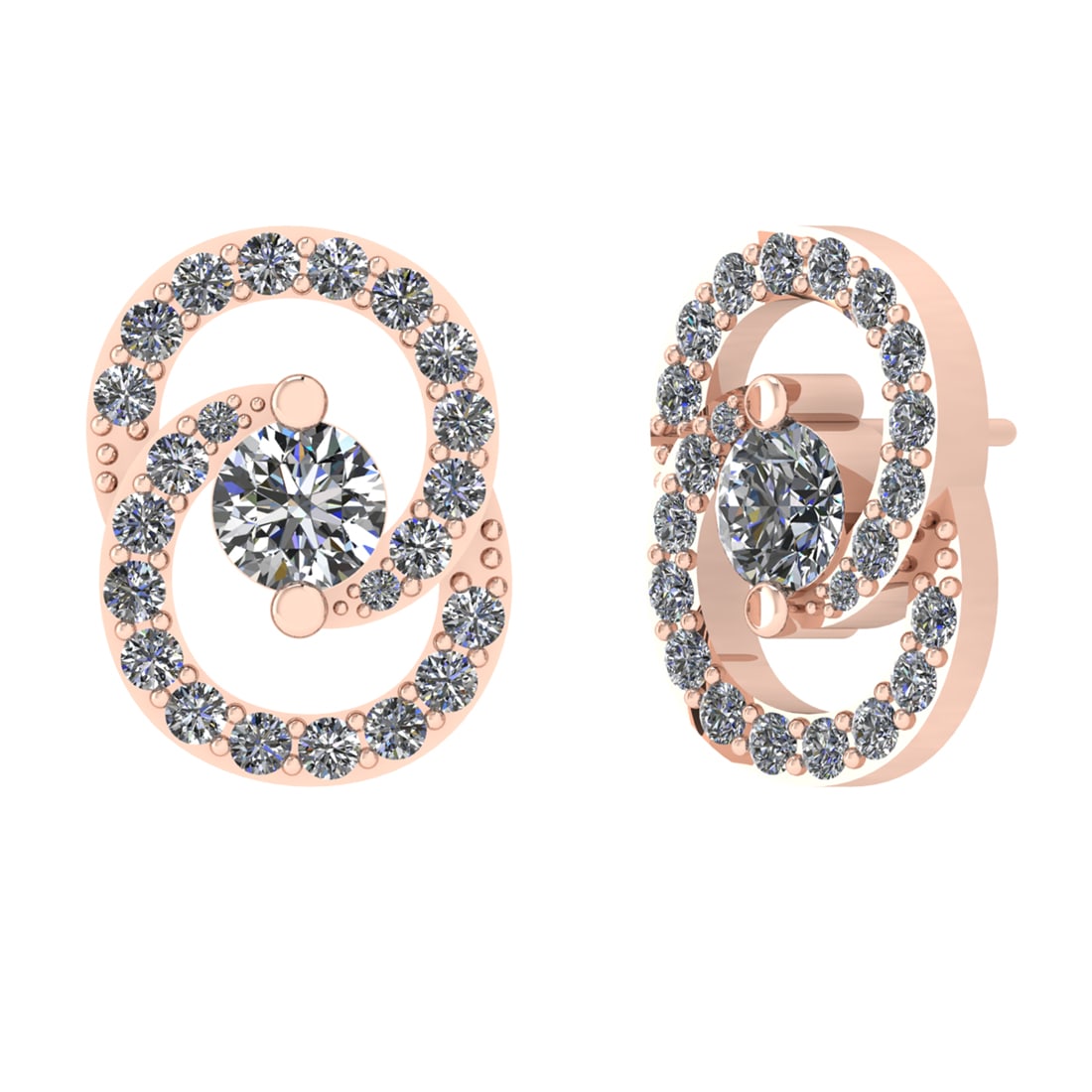 2.03 Ctw VS/SI1 Diamond 14k Rose Gold Stud Earrings (ALL DIAMOND ARE LAB GR: Center Daimond Weight :-1.00 Ctw ( Round Cut) Color : G-H Clarity : VS/SI1 Side Diamond Weight Of Ctw 1.03 Ctw Color : G-H Clarity : VS/SI1 Daimond Setting : Prong Metal Weight : Approx 9.85 gram 14k 