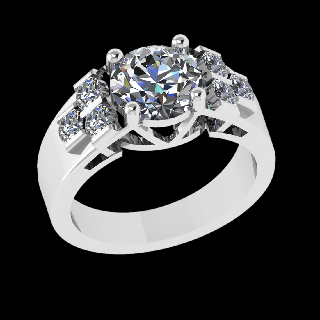 2.66 Ctw VS/SI1 Diamond 10k white Gold Engagement Ring (ALL DIAMOND ARE LAB: Center Daimond Weight :-2.00 Ctw ( Round Cut) Color : J-K Clarity : VS/SI1 Side Diamond Weight Of Ctw 0.66 Ctw Color : J-K Clarity : VS/SI1 Daimond Setting : Prong Metal Weight : Approx 6.06 gram 10k 