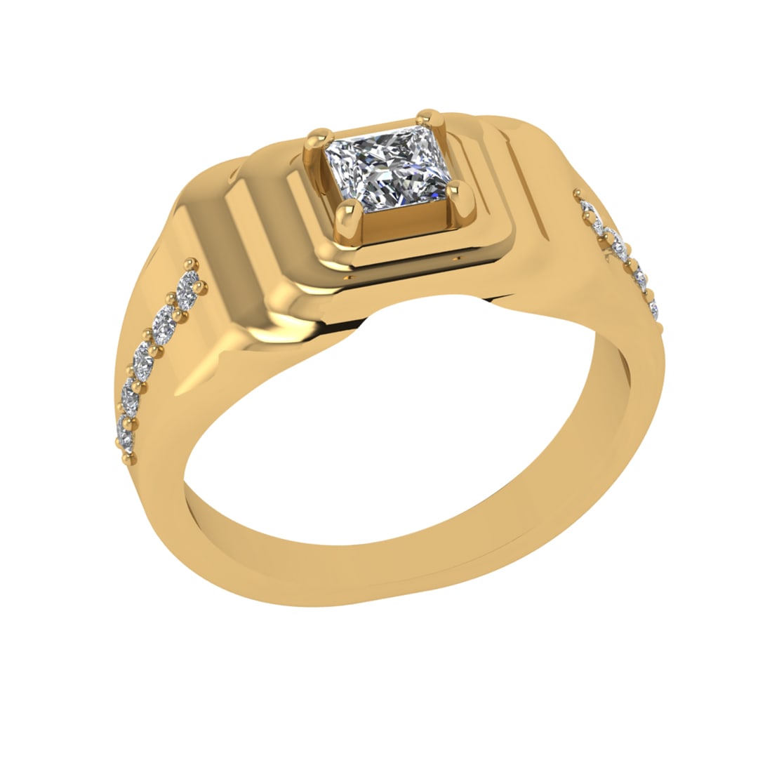 0.54 Ctw VS/SI1 Diamond 10K Yellow Gold Engagement Ring (ALL DIAMOND ARE LA: Center Diamond Weight : 0.40 Ctw (Princess Cut) Color : J-K Clarity : VS/SI1 Setting : Prong Side Weight Of Ctw 0.14 Ctw Color : J-K Clarity : VS/SI1 Stone Setting : Prong Metal Weight : Approx 5.60 g