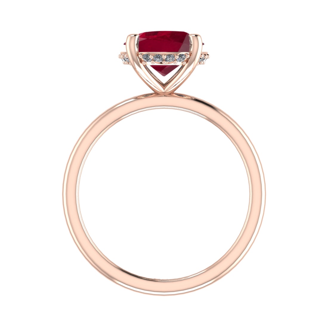 2.59 Ctw VS/SI1 Ruby and Diamond 14k Rose Gold Engagement Ring (ALL DIAMOND: Center Stone Weight :-2.50 Ctw ( Oval Cut) Center Stone Color :-Ruby Center Stone Setting : Prong Side Diamond Weight Of Ctw :- 0.09 Ctw Color : J-K Clarity : VS/SI1 Daimond Setting : Prong Metal Weig