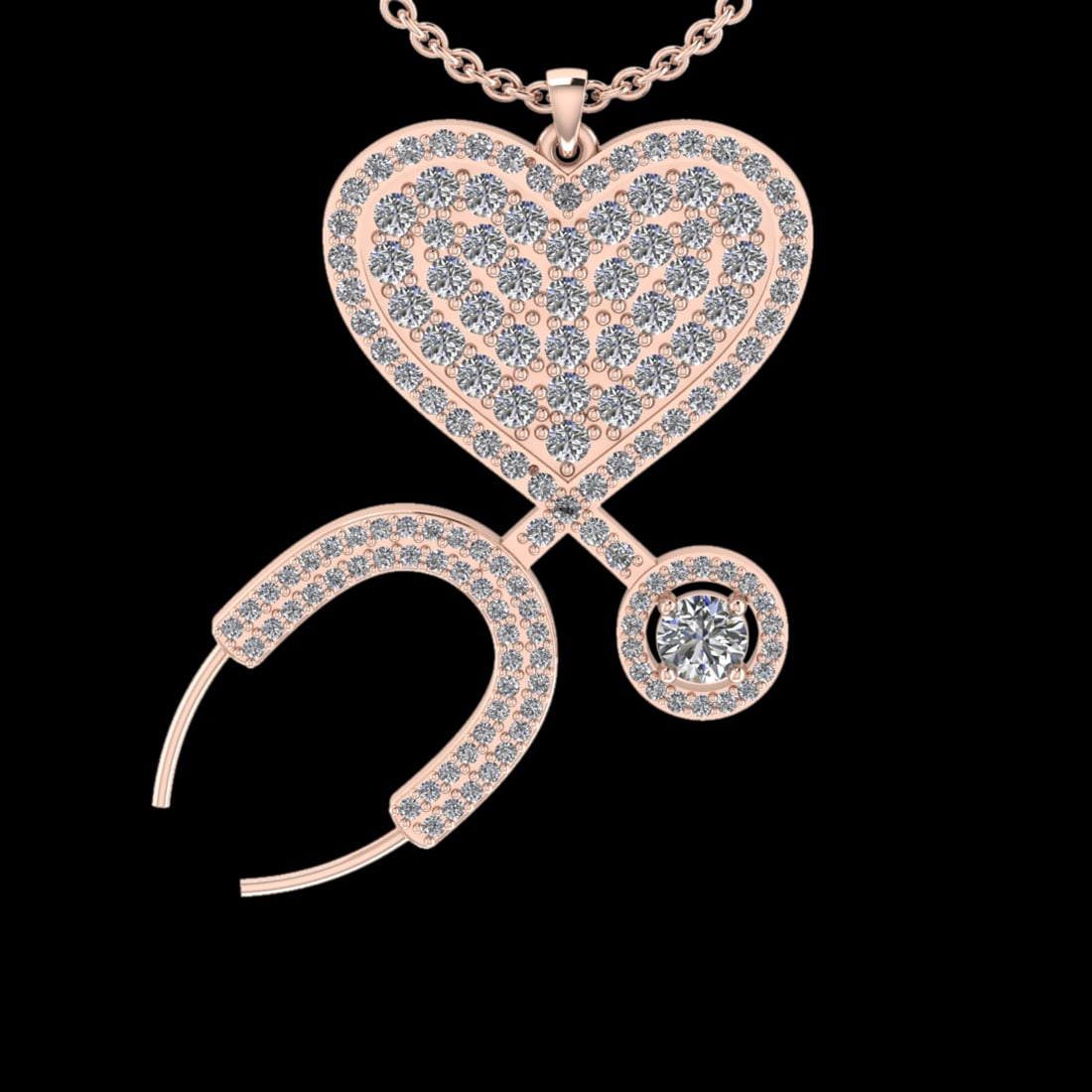2.40 Ctw VS/SI1 Diamond 10K Rose Gold Veterinary Doctor theme Pendant (ALL (1 of 1)