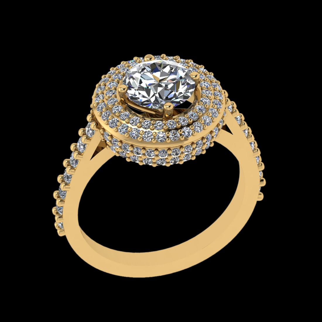 2.35 Ctw SI1/SI2 Diamond 10k Yellow Gold Engagement Ring (ALL DIAMOND ARE L: Center Daimond Weight :-1.30 Ctw ( Round Cut) Color : J-K Clarity : SI1/SI2 Side Diamond Weight Of Ctw 1.05 Ctw Color : J-K Clarity : SI1/SI2 Daimond Setting : Prong Metal Weight : Approx 5.37 gram 10