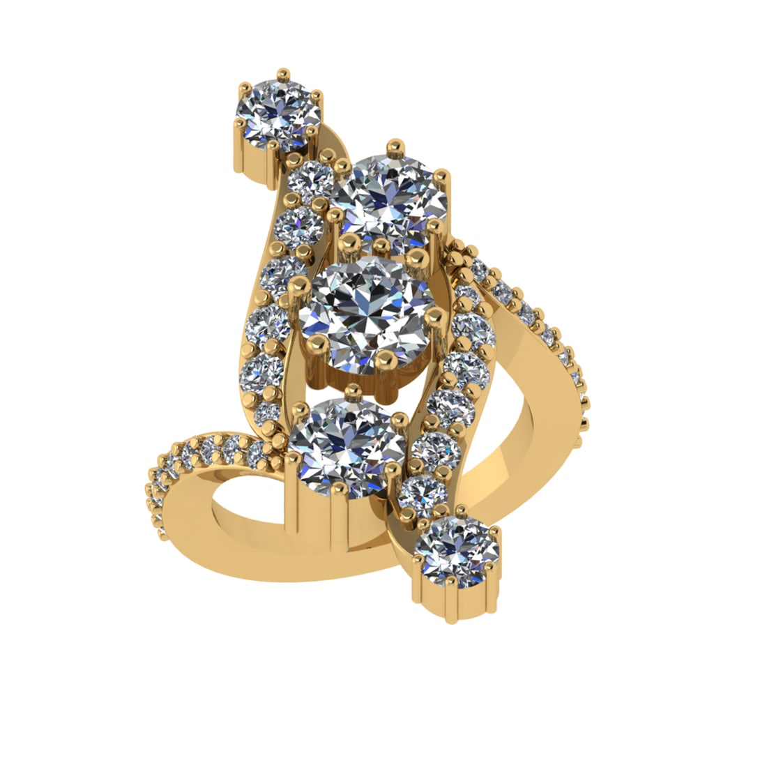 4.64 Ctw VS/SI1 Diamond 14K Yellow Gold Engagement Ring (ALL DIAMOND ARE LA (1 of 2)
