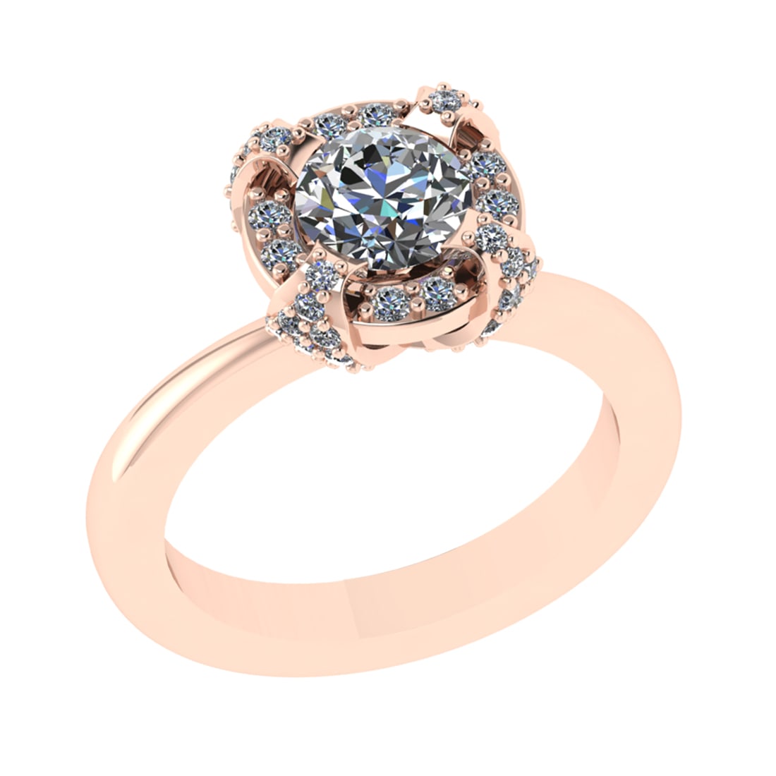 1.37 Ctw VS/SI1 Diamond 14k Rose Gold Engagement Ring (ALL DIAMOND ARE LAB: Center Daimond Weight :-0.84 Ctw ( Round Cut) Color : G-H Clarity : VS/SI1 Side Diamond Weight Of Ctw 0.53 Ctw Color : G-H Clarity : VS/SI1 Daimond Setting : Prong Metal Weight : Approx 4.45 gram 14k 