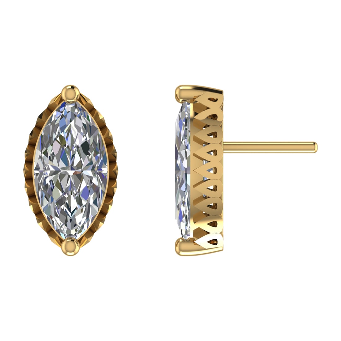 2.00 Ctw SI2/SI1 Diamond Prong Set 14k Yellow Gold Stud Earrings (ALL DIAMO: Center Diamond Weight :-2.00 Ctw ( 2 Pec Maquise Cut ) Color :-G-H Clarity : SI2/SI1 Setting : Prong Metal Weight : Approx 2.60 Gram 14k Yellow Gold Stud Earrings (ALL DIAMOND ARE LAB GROWN ) #3SS9780