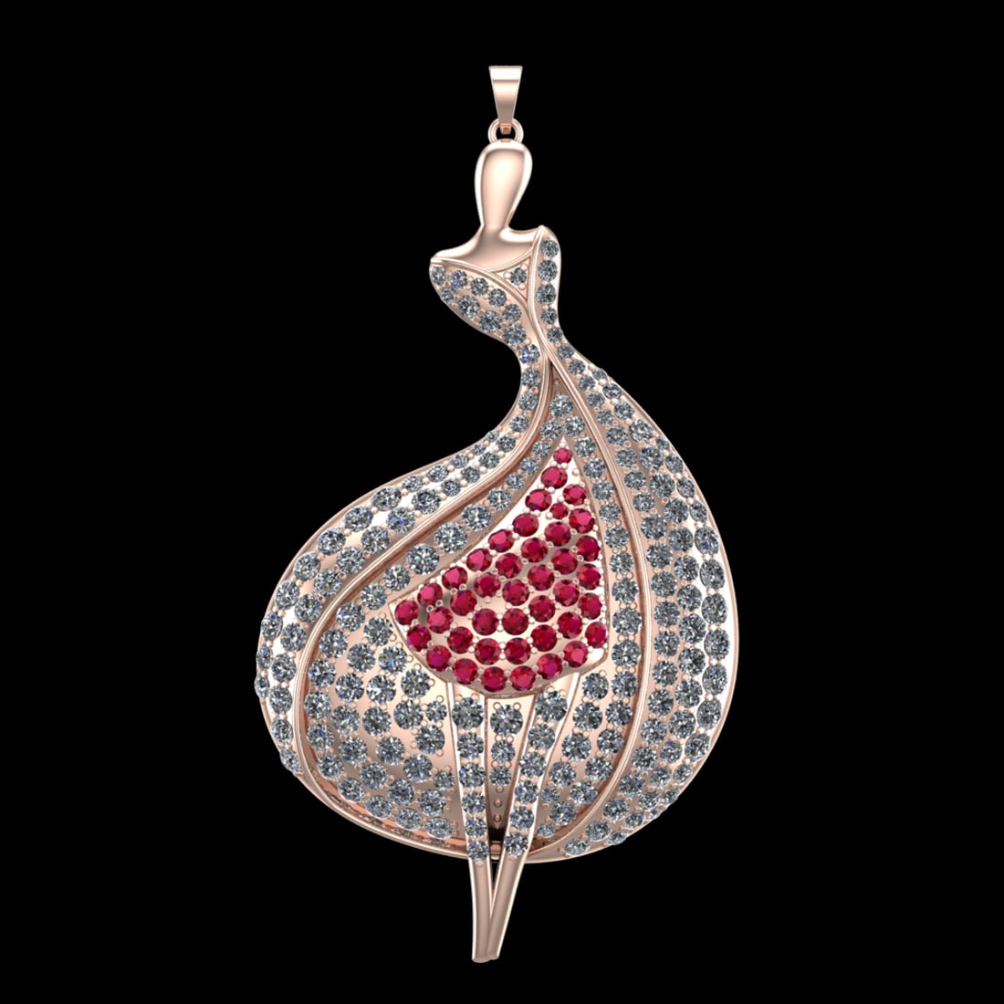6.90 Ctw VS/SI1 Ruby and Diamond 10k Rose Gold Pendant (ALL DIAMOND ARE LAB (1 of 1)