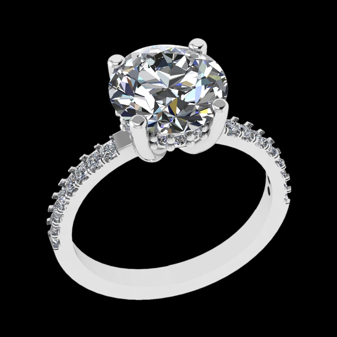 3.13 Ctw VS/SI1 Diamond Prong Set 18k white Gold Engagement Ring: Center Daimond Weight :-2.80 Ctw ( Round Cut) Color : G-H Clarity : VS/SI1 Side Diamond Weight Of Ctw 0.33 Ctw Color : G-H Clarity : VS/SI1 Daimond Setting : Prong Metal Weight : Approx 4.53 gram 18k