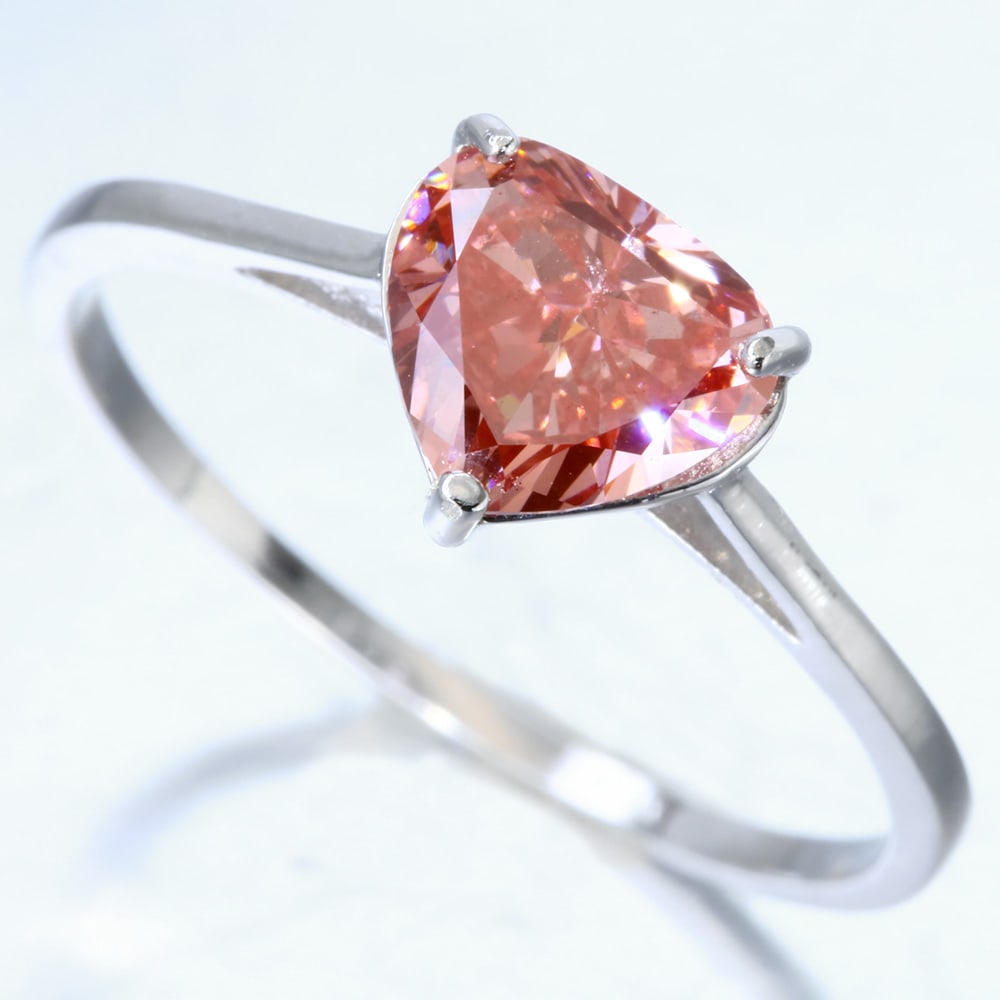 1.15 CT PINK LAB GROWN ( IGI Certified )DIAMOND 14K SOLID WHITE GOLD RING (1 of 1)