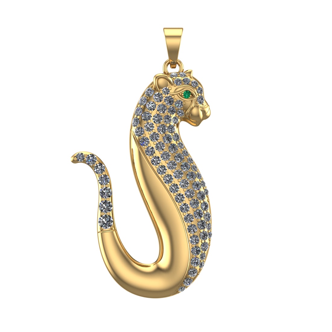 1.86 Ctw SI2/SI1 Diamond 14k Yellow Gold Pendant (ALL DIAMOND ARE LAB GROWN: Eye Stone Weight :- 0.02 ctw Eye Stone Color :- Emerald Total Daimond Weight :-1.84 Ctw Color : G-H Clarity : SI2/SI1 Setting : Prong Metal Weight : Approx 28.87 gram 14k Yellow Gold Pendant (ALL DIAM