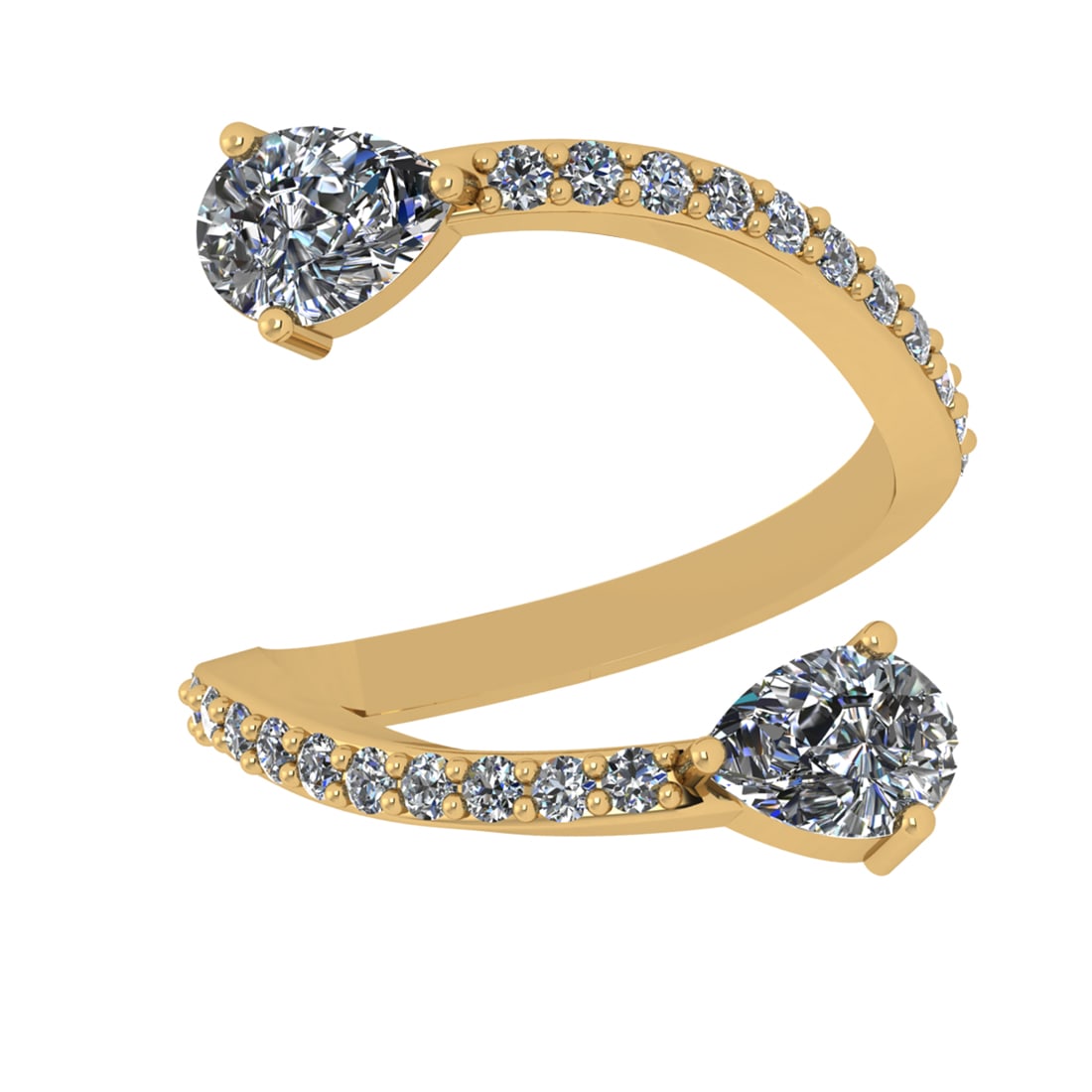 2.10 Ctw SI1/SI2 Diamond Prong Set 14k Yellow Gold Engagement Ring: Center Daimond Weight :-1.50 Ctw ( Pear Cut ) Color : G-H Clarity : SI1/SI2 Side Diamond Weight Of Ctw 0.60 Ctw Color : G-H Clarity : SI1/SI2 Daimond Setting : Prong Metal Weight : Approx 4.33 gram 14