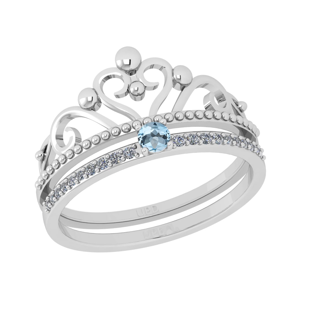 0.23 Ctw VS/SI1 Blue Topaz and Diamond Set 10K white Gold Engagement Ring (: Center Stone Weight :-0.11 Ctw ( Round Cut) Center Stone Color :-Blue Topaz Center Stone Setting : Prong Side Diamond Weight Of Ctw 0.12 Ctw Color : J-K Clarity : VS/SI1 Daimond Setting : Prong Metal 