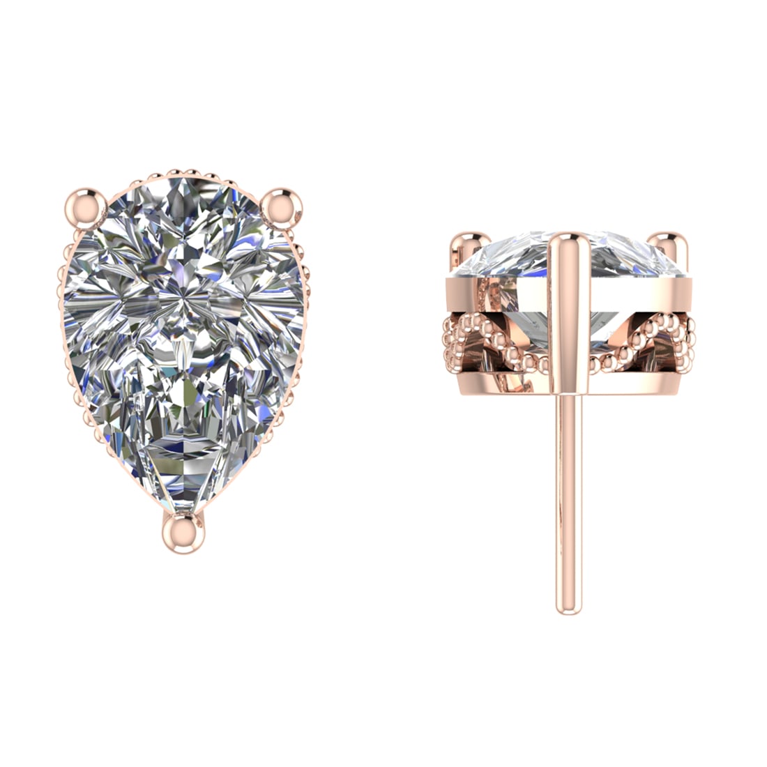 4.00 Ctw SI2/SI1 Diamond Prong Set 14k Rose Gold Stud Earrings (ALL DIAMOND (1 of 1)