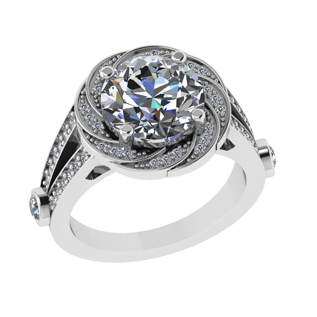 5.78 Ctw VS/SI1 Diamond 14k white Gold Engagement Ring: Center Daimond Weight :-5.09 Ctw ( Round Cut) Color : G-H Clarity : VS/SI1 Side Diamond Weight Of Ctw 0.69 Ctw Color : G-H Clarity : VS/SI1 Daimond Setting : Prong Metal Weight : Approx 6.06 gram 14k 