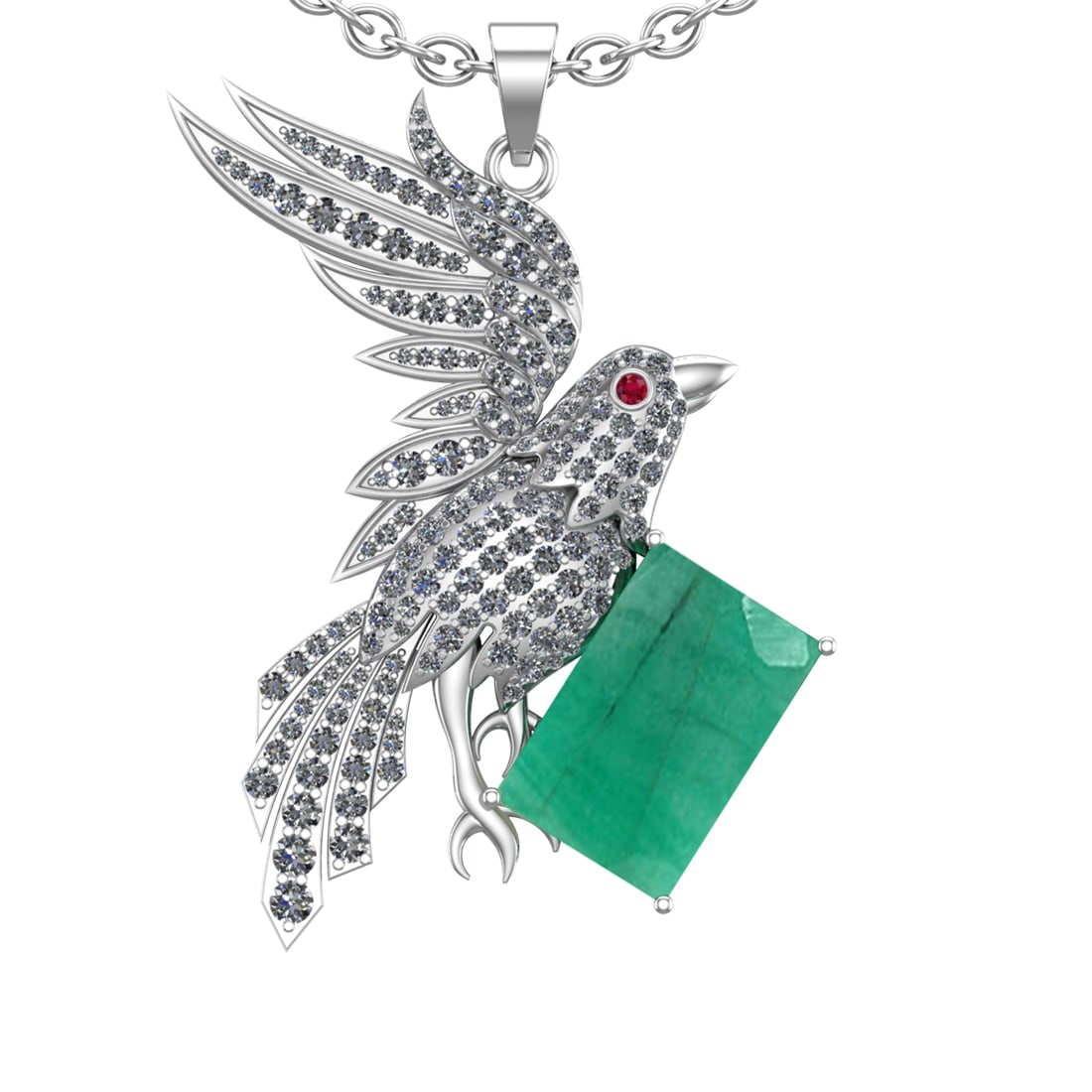 9.27 Ctw VS/SI1 Emerald and Diamond 14K White Gold Pendant (ALL DIAMOND ARE: Center Stone Weight :-6.46 Ctw ( Emerald Cut) Color :- Emerald Setting : Prong Side Diamond Weight Of Ctw 2.81 Ctw Color : J-K Clarity : VS/SI1 Stone Setting : Prong Metal Weight : Approx 14.90 gram 1