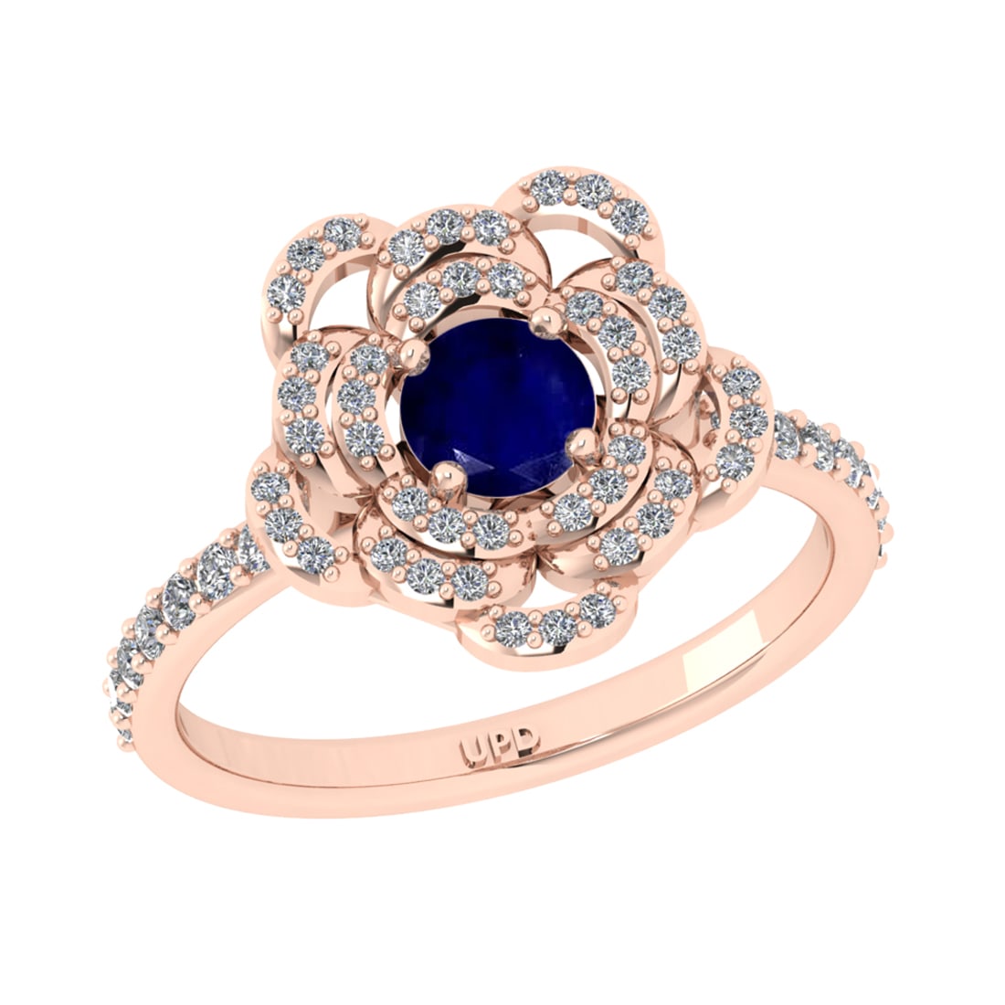 0.92 Ctw VS/SI1 Blue sapphire and Diamond Prong Set 14K Rose Gold Engagemen: Center stone Weight :-: 0.50 Ctw ( Round Cut) Color :- Blue sapphire Center Stone Setting : Prong Side Diamond Weight Of Ctw 0.42 Ctw Color : J-K Clarity : VS/SI1 Stone Setting : Prong Metal Weight : 