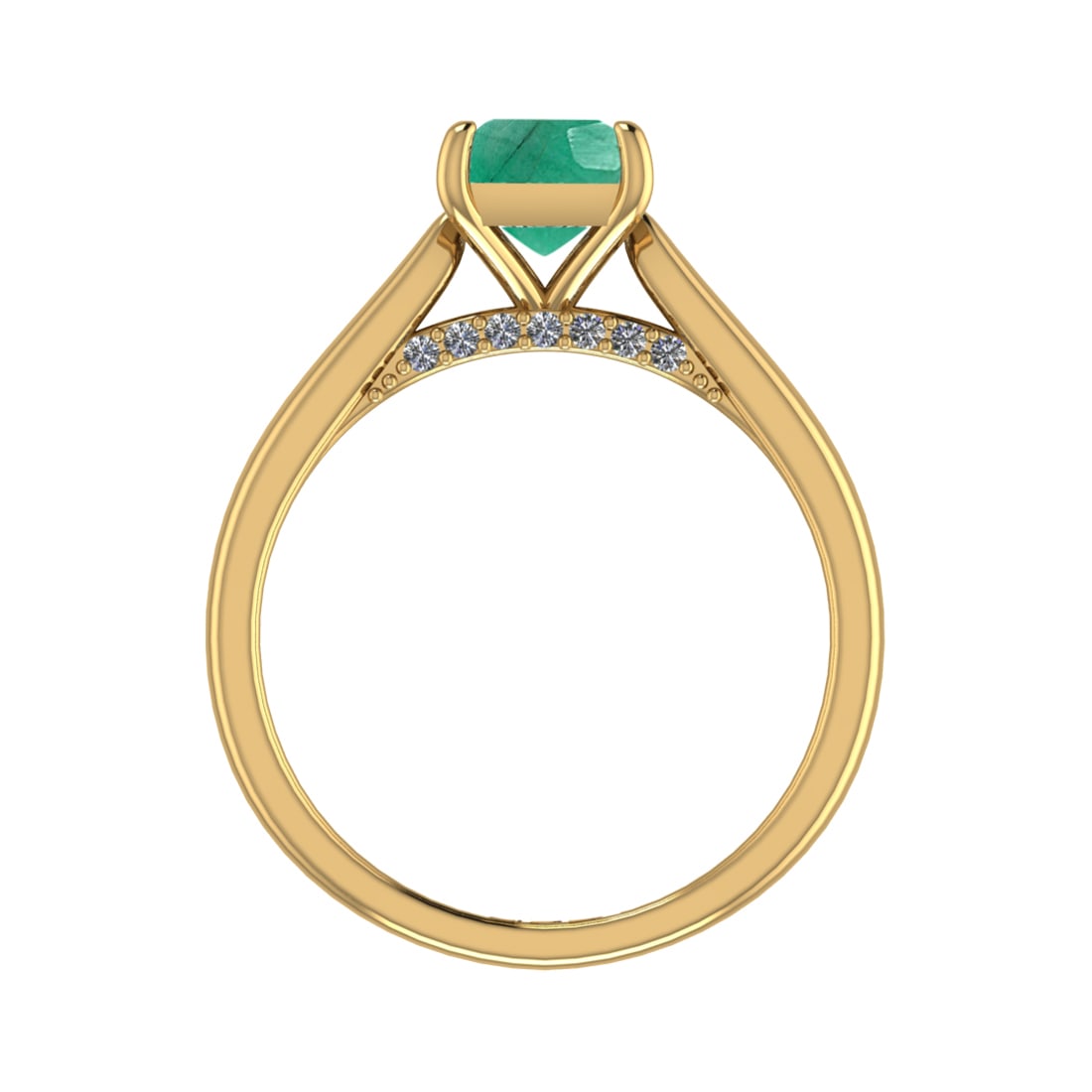 0.82 Ctw VS/SI1 Emerald and Diamond 14k Yellow Gold Engagement Ring (ALL DI