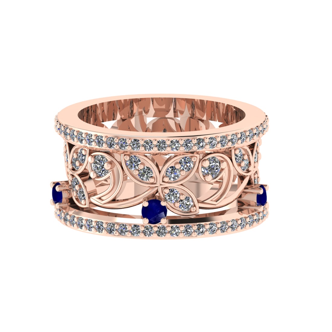 1.79 Ctw VS/SI1 Blue Sapphire and Diamond 14k Rose Gold Engagement Ring (AL: Center Stone Weight :-0.34 Ctw ( Round Cut) Center Stone Color :-Blue Sapphire Center Stone Setting : Prong Side Diamond Weight Of Ctw :- 1.44 Ctw Color : G-H Clarity : VS/SI1 Daimond Setting : Prong 
