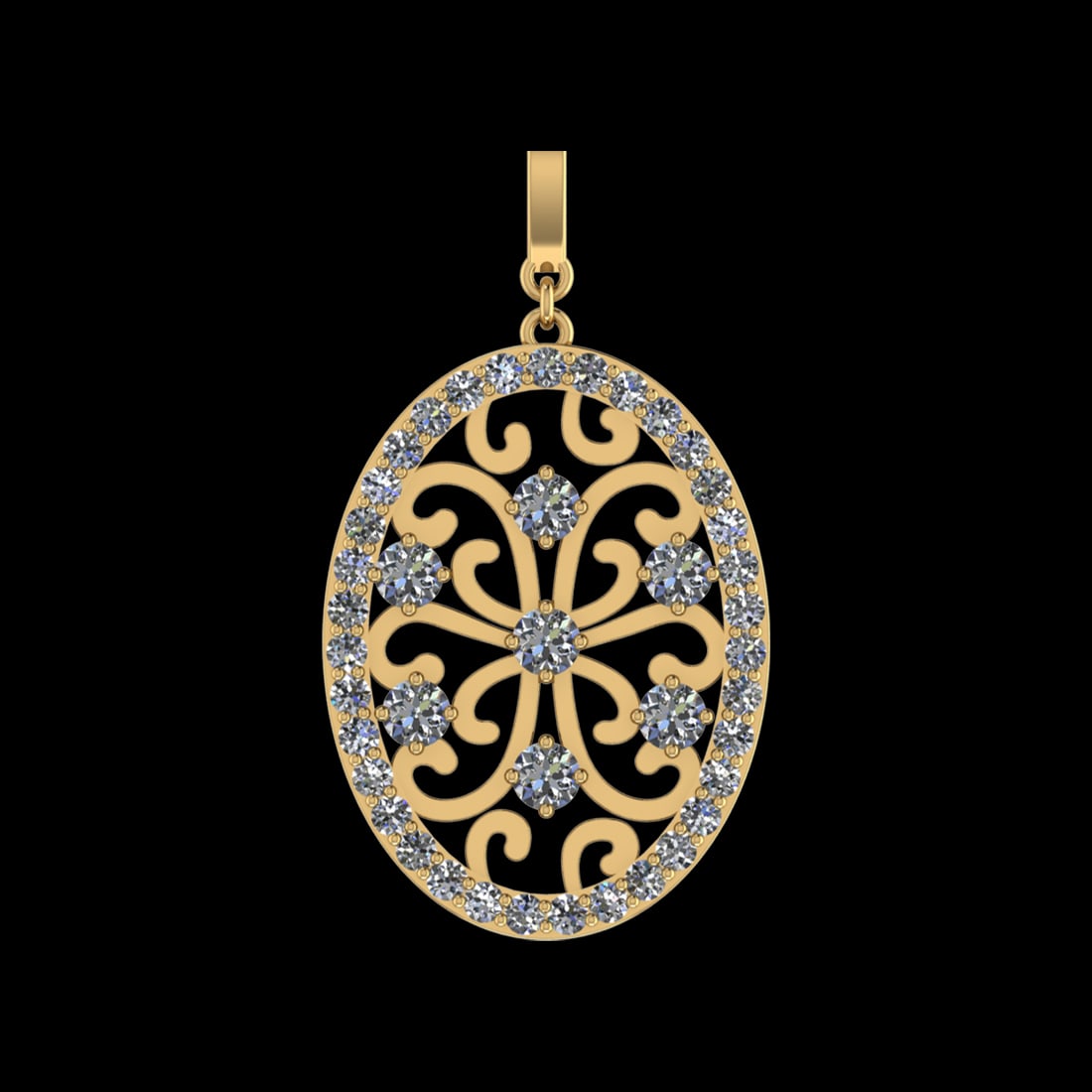 1.64 Ctw VS/SI1 Diamond Prong Set 10k Yellow Gold Pendant (ALL DIAMOND ARE (1 of 1)
