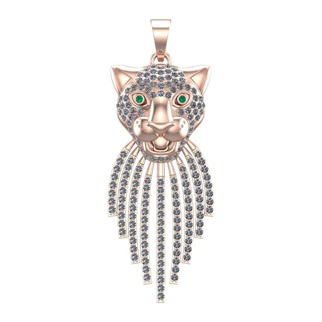 2.34 Ctw SI2/SI1 Diamond Prong Set 14k Rose Gold Pandant (ALL DIAMOND ARE L: Eye Daimond Weight :- 0.02 ctw Eye stone color :- Emerald setting :- Prong Total Daimond Weight :-2.32 Ctw Color : G-H Clarity : SI2/SI1 Setting : Prong Metal Weight : Approx 15.58 gram 14k Rose Gold 