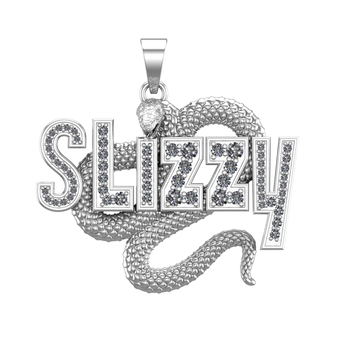 0.52 Ctw SI2/SI1 Diamond Prong Set 14k white Gold Snake Theme Pendant (ALL