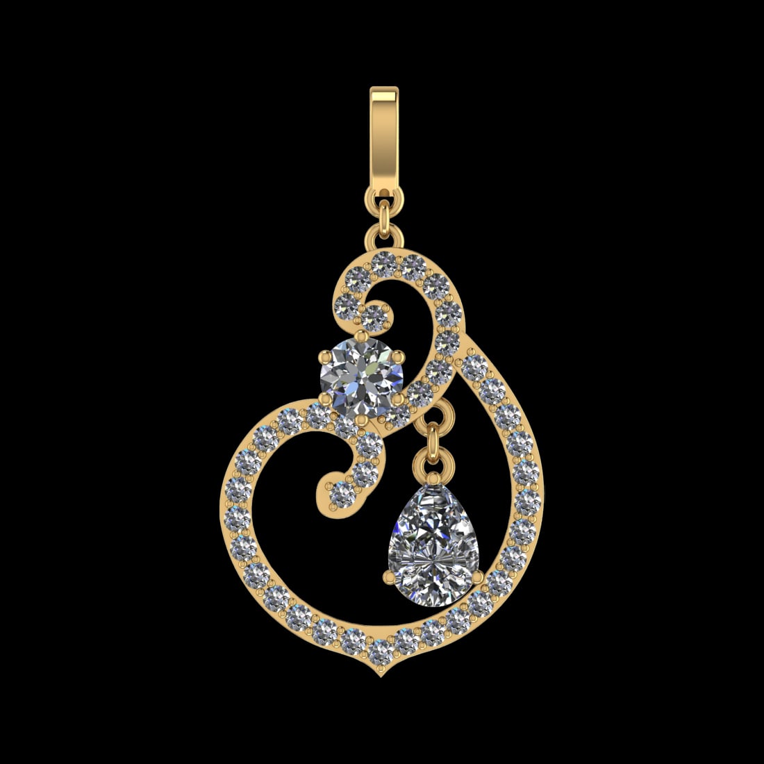 4.35 Ctw VS/SI1 Diamond Prong Set 10K Yellow Gold Pendant(ALL DIAMOND ARE L: Center Daimond Weight :-2.84 Ctw ( Pear & Round Cut) Color : J-K Clarity : VS/SI1 Side Diamond Weight Of Ctw 1.51 Ctw Color : J-K Clarity : VS/SI1 Daimond Setting : Prong Metal Weight : Approx 7.21 gr