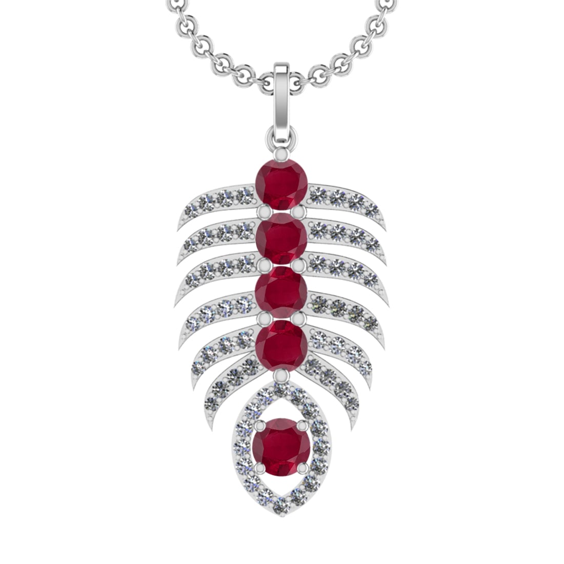 4.60 Ctw VS/SI1 Ruby and Diamond 14k white Gold Pandant (ALL DIAMOND ARE LA: Center Stone Weight :-3.00 Ctw ( Round Cut) Center Stone Color :- Ruby Center Stone Setting : Prong Side Diamond Weight Of Ctw :- 1.60 Ctw Color : J-K Clarity : VS/SI1 Daimond Setting : Prong Metal