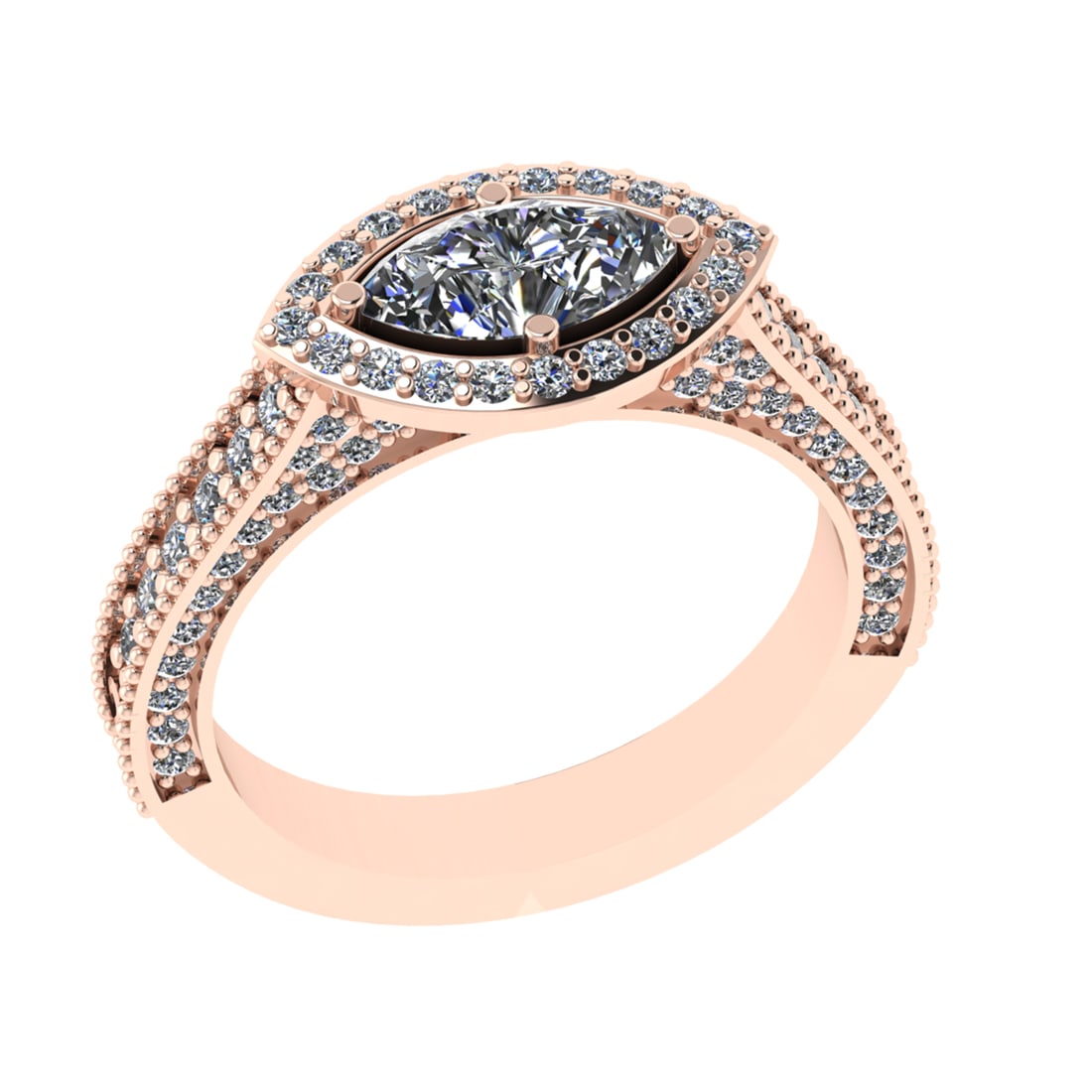 1.90 Ctw SI2/SI1 Diamond 14K Rose Gold Engagement Ring (ALL DIAMOND ARE LAB: Center Diamond Weight :-1.00 Ctw ( Marquise cut) Color :- G-H Clarity : SI2/SI1 Center Stone Setting : Prong Side Diamond Weight Of Ctw 0.90 Ctw Color : G-H Clarity : SI2/SI1 Stone Setting : Prong Met