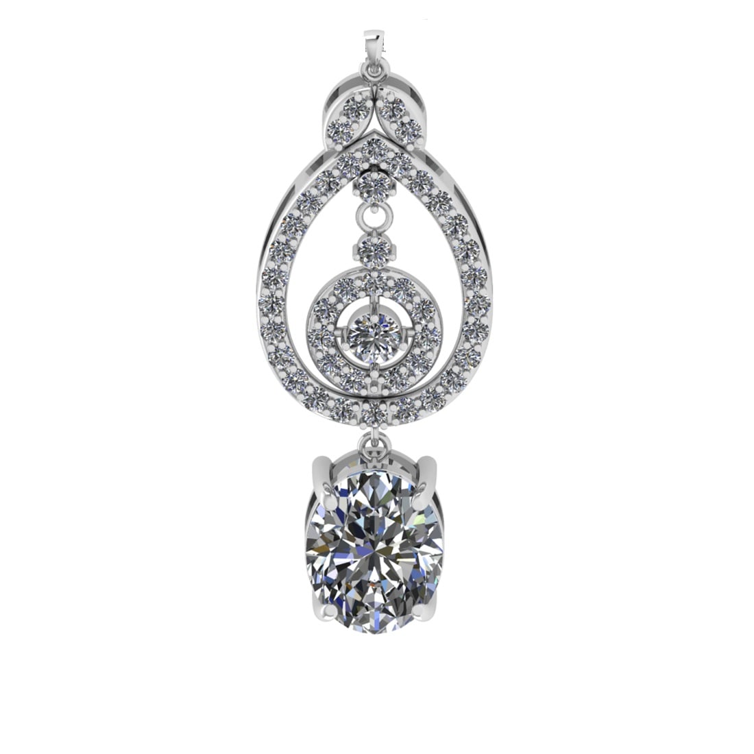 6.87 Ctw VS/SI1 Diamond Prong Set 14K white Gold Pandant (ALL DIAMOND ARE L: Center Daimond Weight :-5.05 Ctw ( Oval Cut IGI Certified ) Color : G-H Clarity : VS/SI1 Side Diamond Weight Of Ctw 1.82 Ctw Color : G-H Clarity : VS/SI1 Daimond Setting : Prong Metal Weight : Approx 