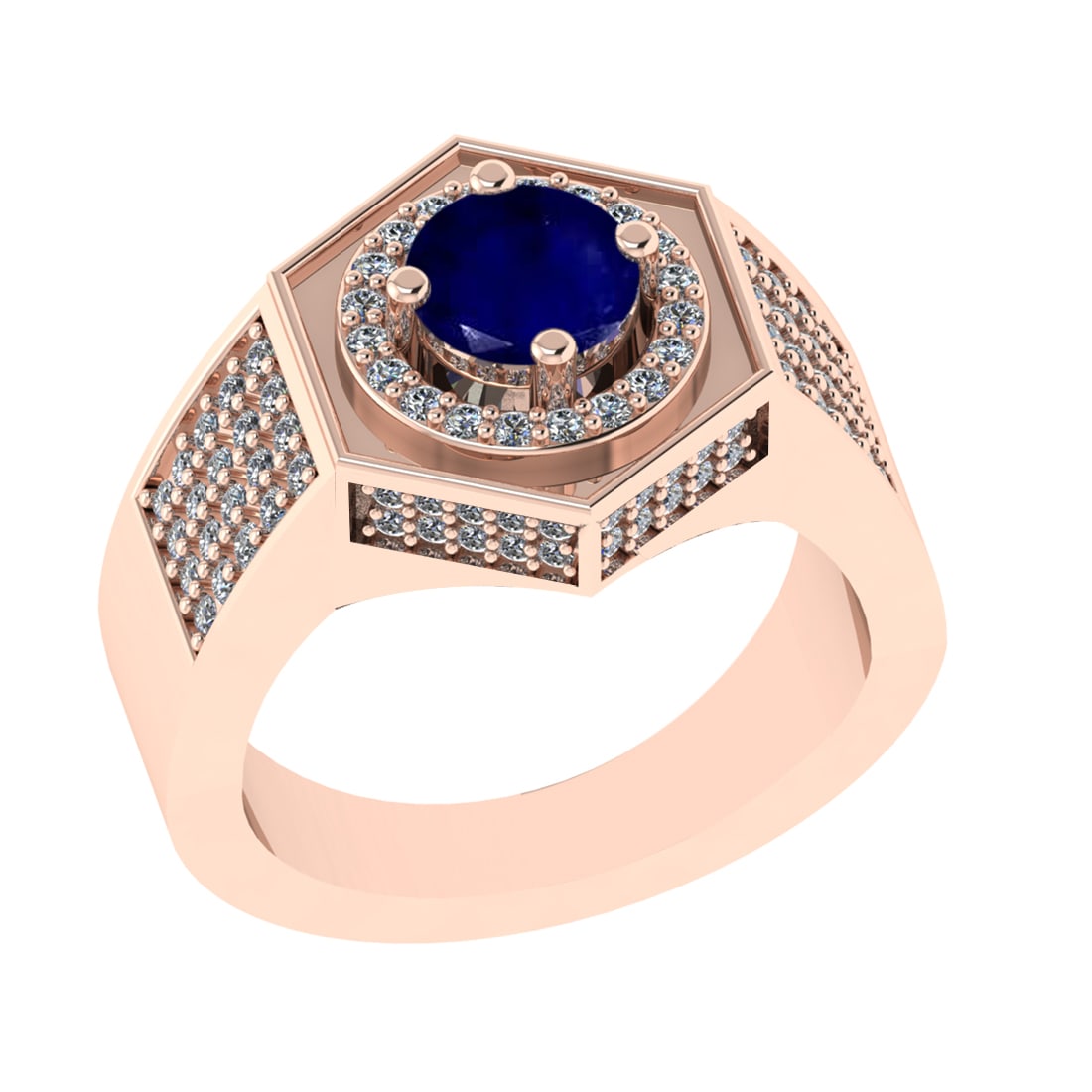 1.42 Ctw VS/SI1 Blue Sapphire and Diamond 14K Rose Gold Engagement Ring (AL: Center stone Weight :-1.00 Ctw ( Round Cut) Center Stone Color :- Blue Sapphire Center Stone Setting : Prong Side Diamond Weight Of Ctw 0.42 Ctw Color : G-H Clarity : VS/SI1 Stone Setting : Prong Meta