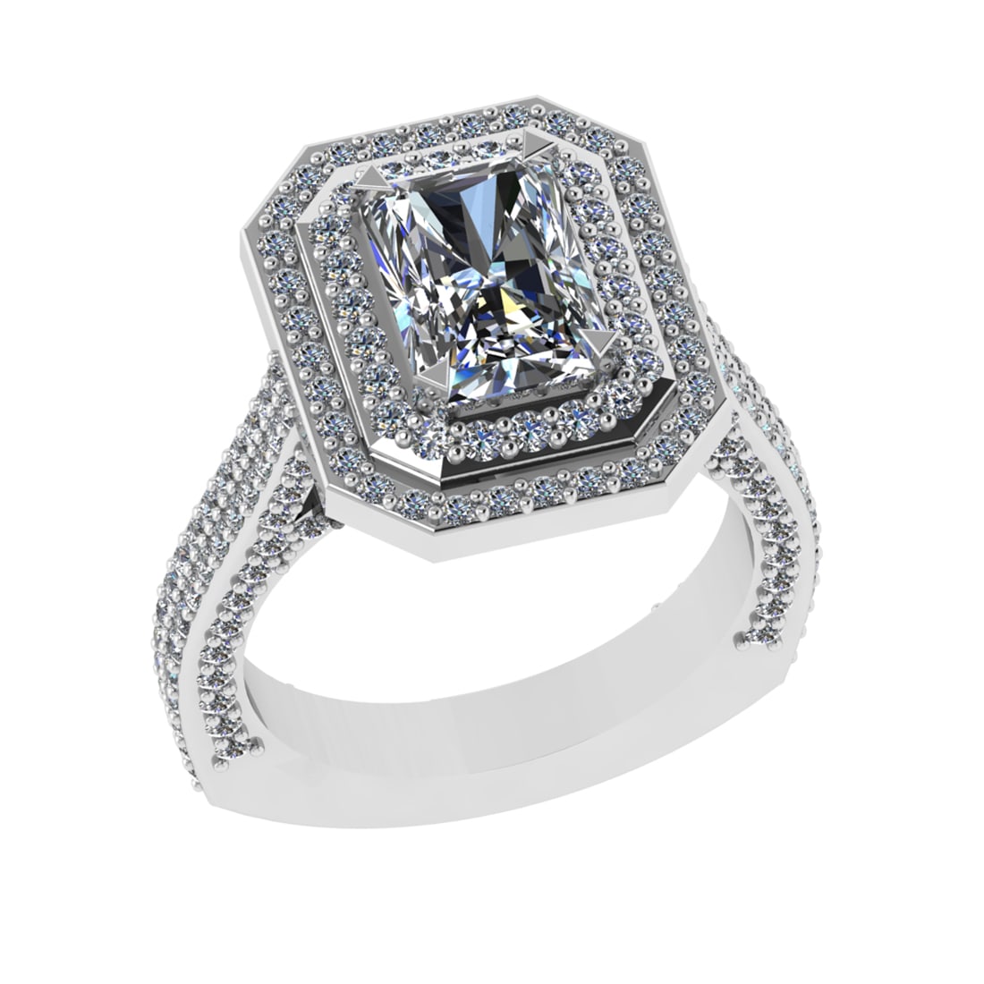 3.77 CtwVS/SI1 Diamond 14K White Gold Engagement Ring: Center Diamond Weight : 1.80 Ctw (Emerald Cut) Center Diamond Color :-J-K Center Stone Setting : Prong Clarity :VS/SI1 Total Weight Of Ctw 1.97 Ctw Color : J-K Clarity :VS/SI1 Stone Setting : Prong Me