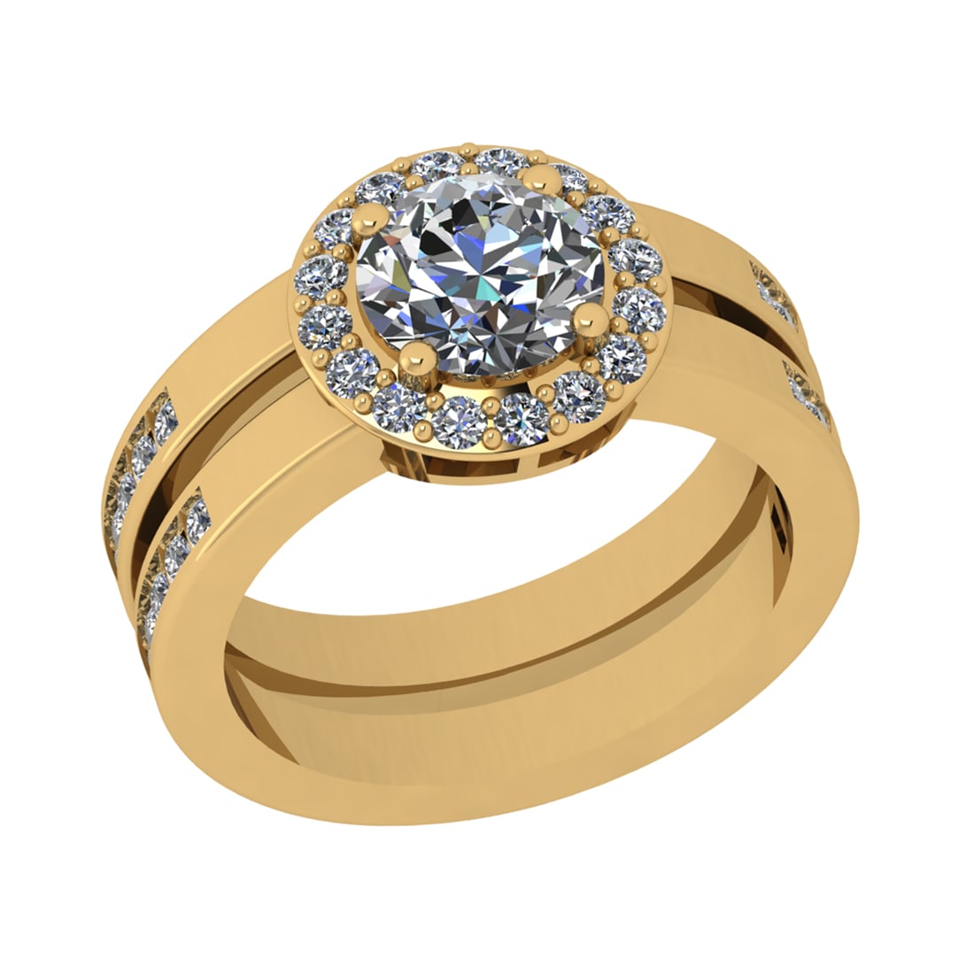 1.88 Ctw SI1/SI2 Diamond Prong Set 14k Yellow Gold Engagement Ring: Center Daimond Weight :-1.30 Ctw ( Round Cut) Color : G-H Clarity : SI1/SI2 Side Diamond Weight Of Ctw 0.58 Ctw Color : G-H Clarity : SI1/SI2 Daimond Setting : Prong Metal Weight : Approx 6.06 gram 14