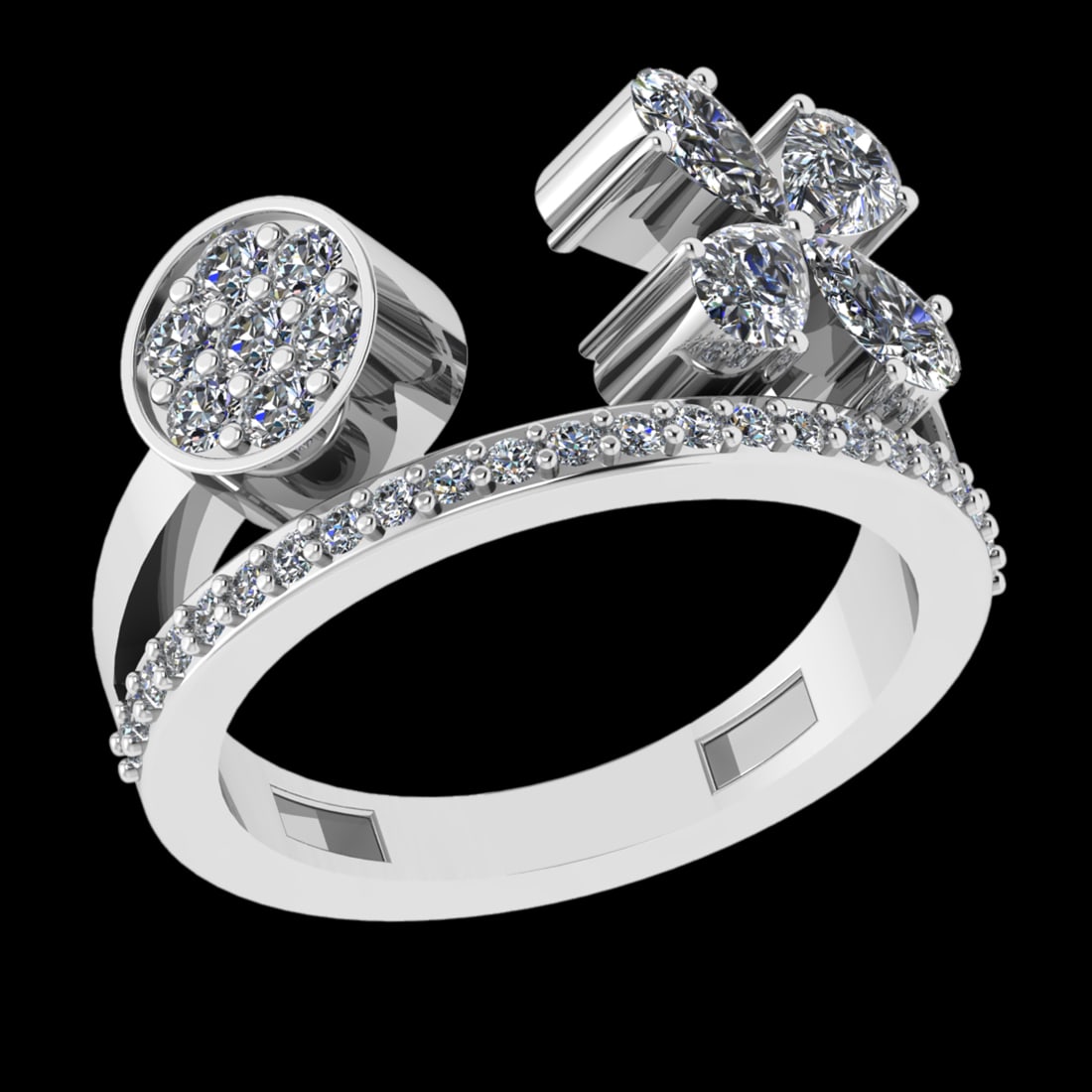 1.49 Ctw VS/SI1 Diamond 10k white Gold Engagement Ring (ALL DIAMOND ARE LAB: Center Daimond Weight :-1.00 Ctw ( Pear Cut) Color : J-K Clarity : VS/SI1 Side Diamond Weight Of Ctw 0.49 Ctw Color : J-K Clarity : VS/SI1 Daimond Setting : Prong Metal Weight : Approx 5.93 gram 10k W