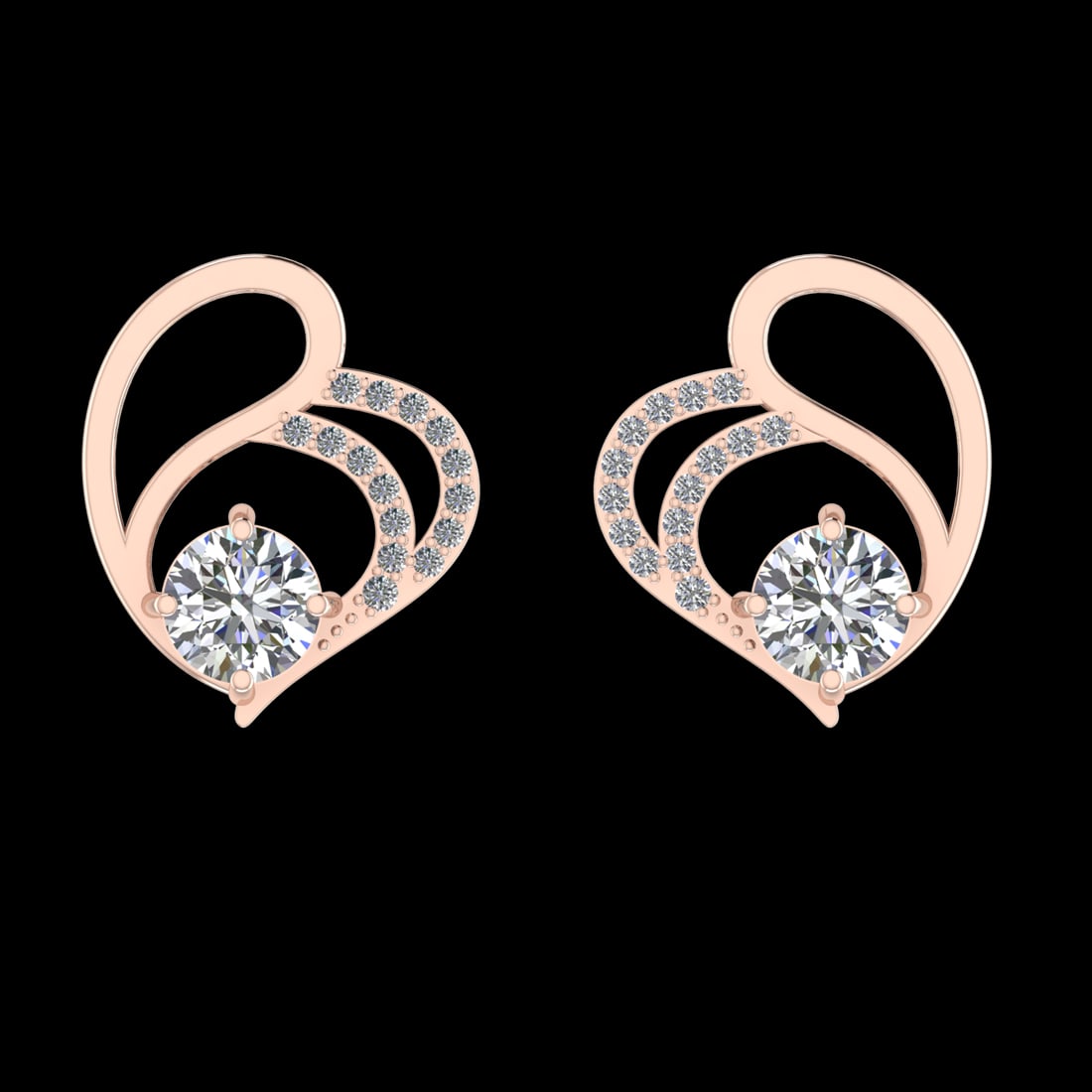 2.99 Ctw SI1/SI2 Diamond 10k Rose Gold Earrings (ALL DIAMOND ARE LAB GROWN): Center Daimond Weight :-2.60 Ctw ( Round Cut) Color : J-K Clarity : SI1/SI2 Side Diamond Weight Of Ctw 0.39 Ctw Color : J-K Clarity : SI1/SI2 Daimond Setting : Prong Metal Weight : Approx 6.06 gram 10