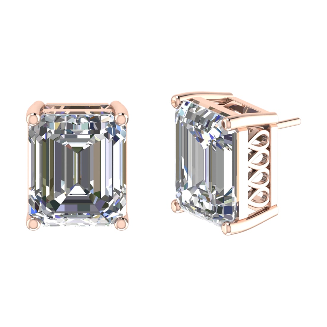 4.90 Ctw SI2/SI1 Diamond Prong Set 14k Rose Gold Stud Earrings (ALL DIAMOND (1 of 1)
