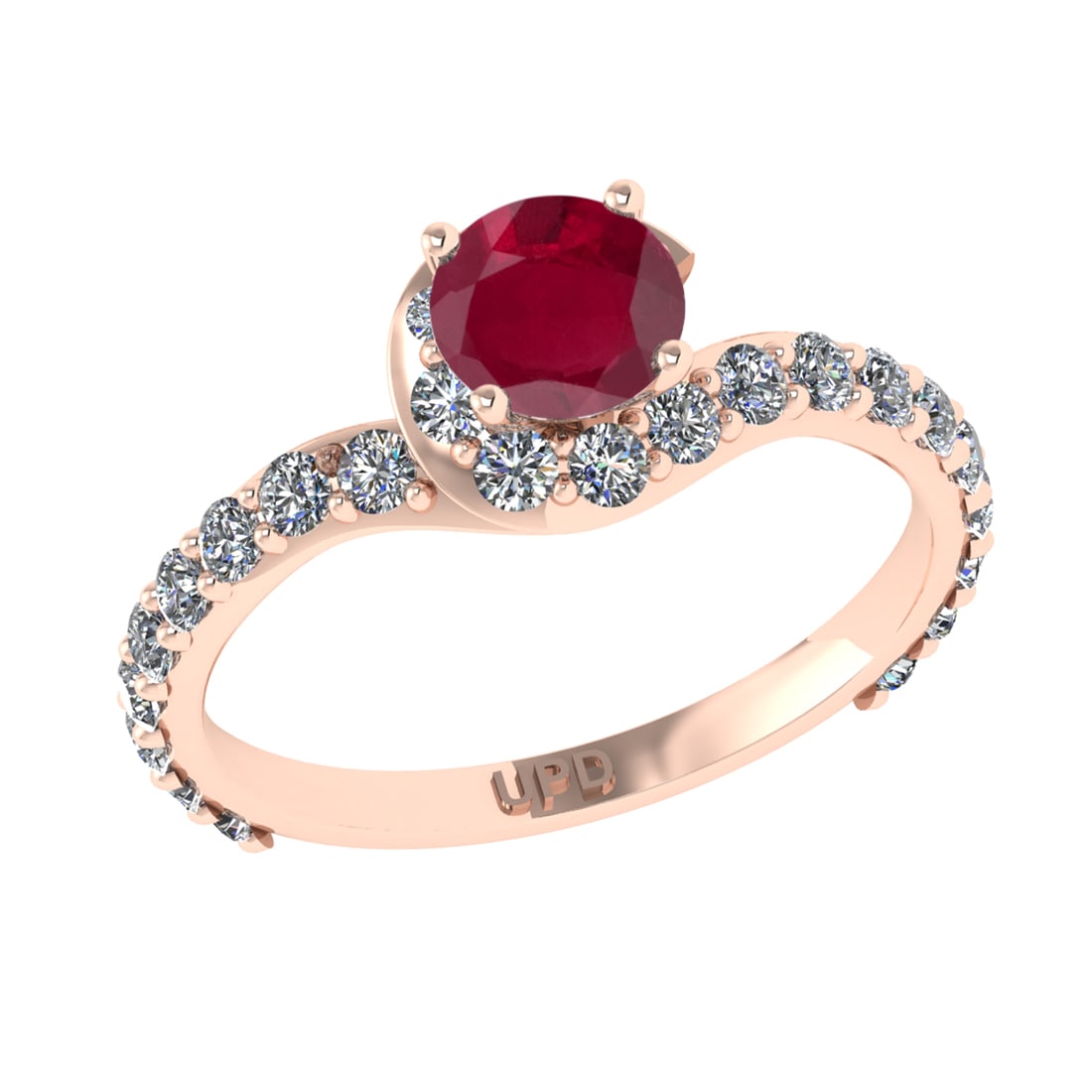 1.67 Ctw VS/SI1 Ruby and Diamond 14k Rose Gold Engagement Ring (ALL DIAMOND (1 of 2)