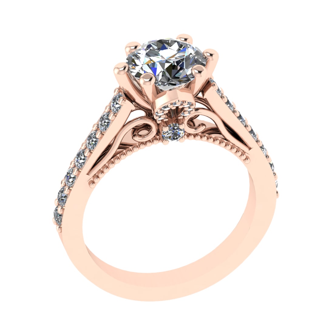 2.19 Ctw SI1/SI2 Diamond Prong Set 14k Rose Gold Engagement Ring (ALL DIAMO: Center Daimond Weight :-1.50 Ctw ( Round Cut) Color : G-H Clarity : SI1/SI2 Side Diamond Weight Of Ctw 0.69 Ctw Color : G-H Clarity : SI1/SI2 Daimond Setting : Prong Metal Weight : Approx 4.91 gram 14