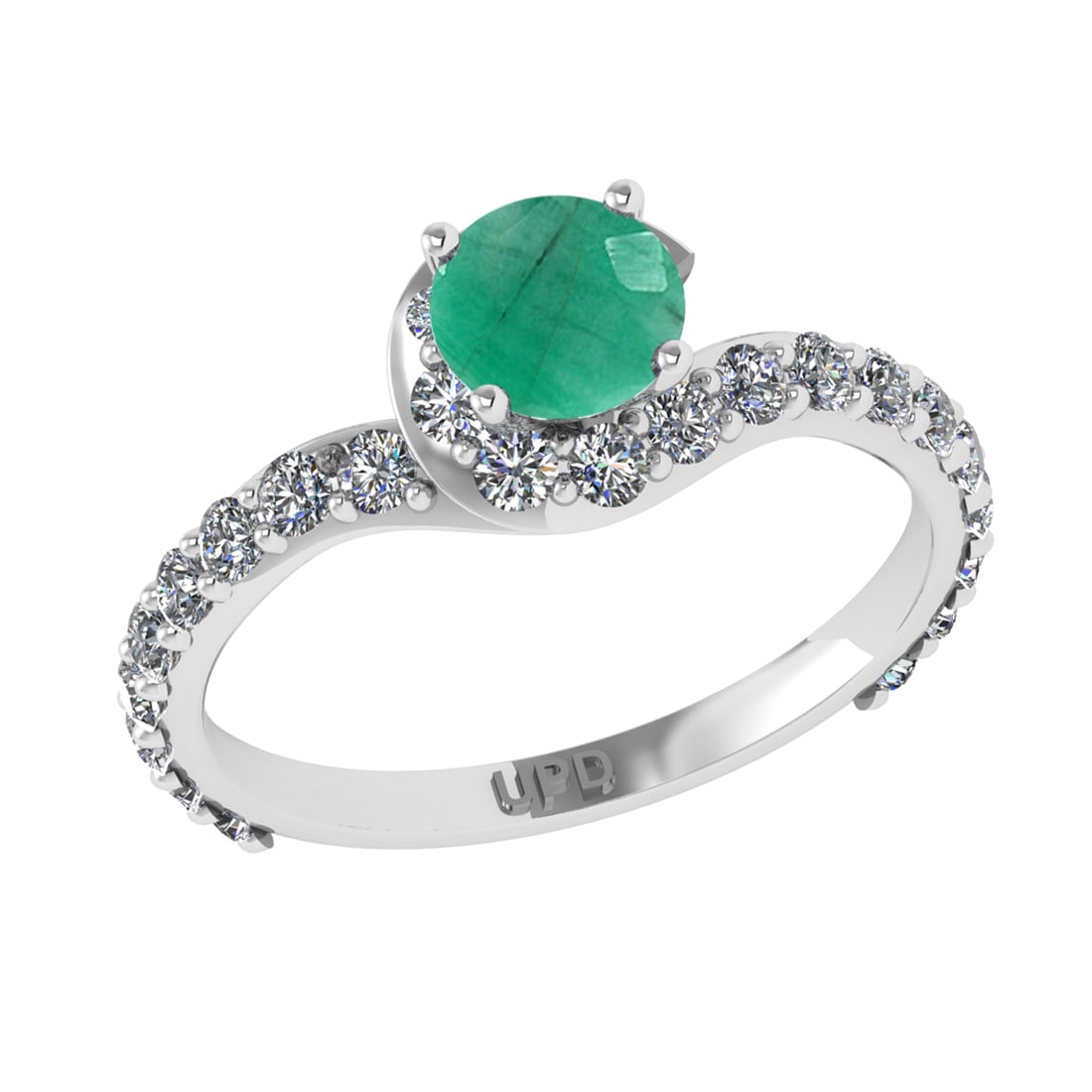 1.67 Ctw VS/SI1 Emerald and Diamond 14k white Gold Engagement Ring (ALL DIA: Center Stone Weight :-0.84 Ctw ( Round Cut) Center Stone Color :-Emerald Center Stone Setting : Prong Side Diamond Weight Of Ctw :- 0.83 Ctw Color : J-K Clarity : VS/SI1 Daimond Setting : Prong Metal 